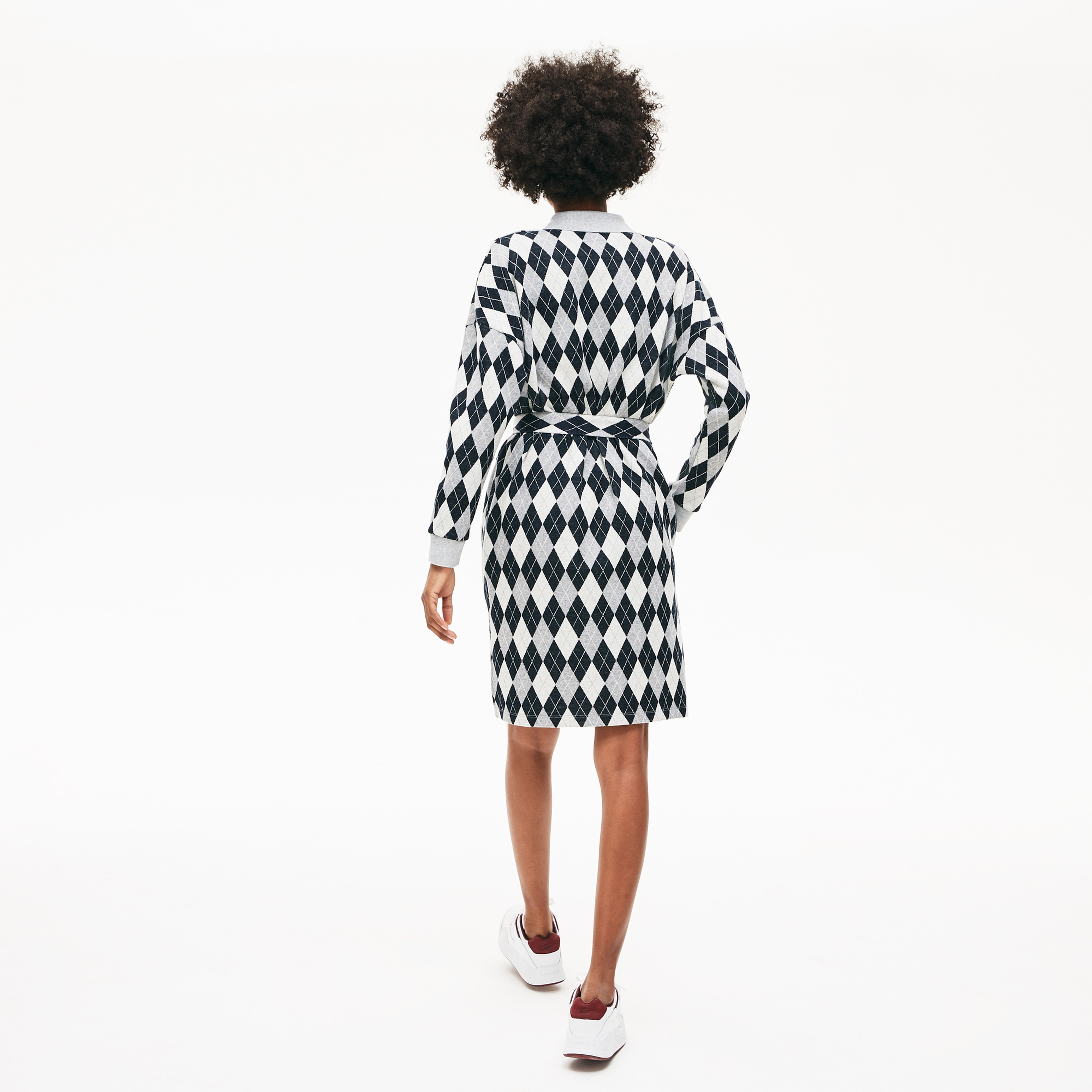 Lacoste Kadın Baklava Desenli Gri Elbise