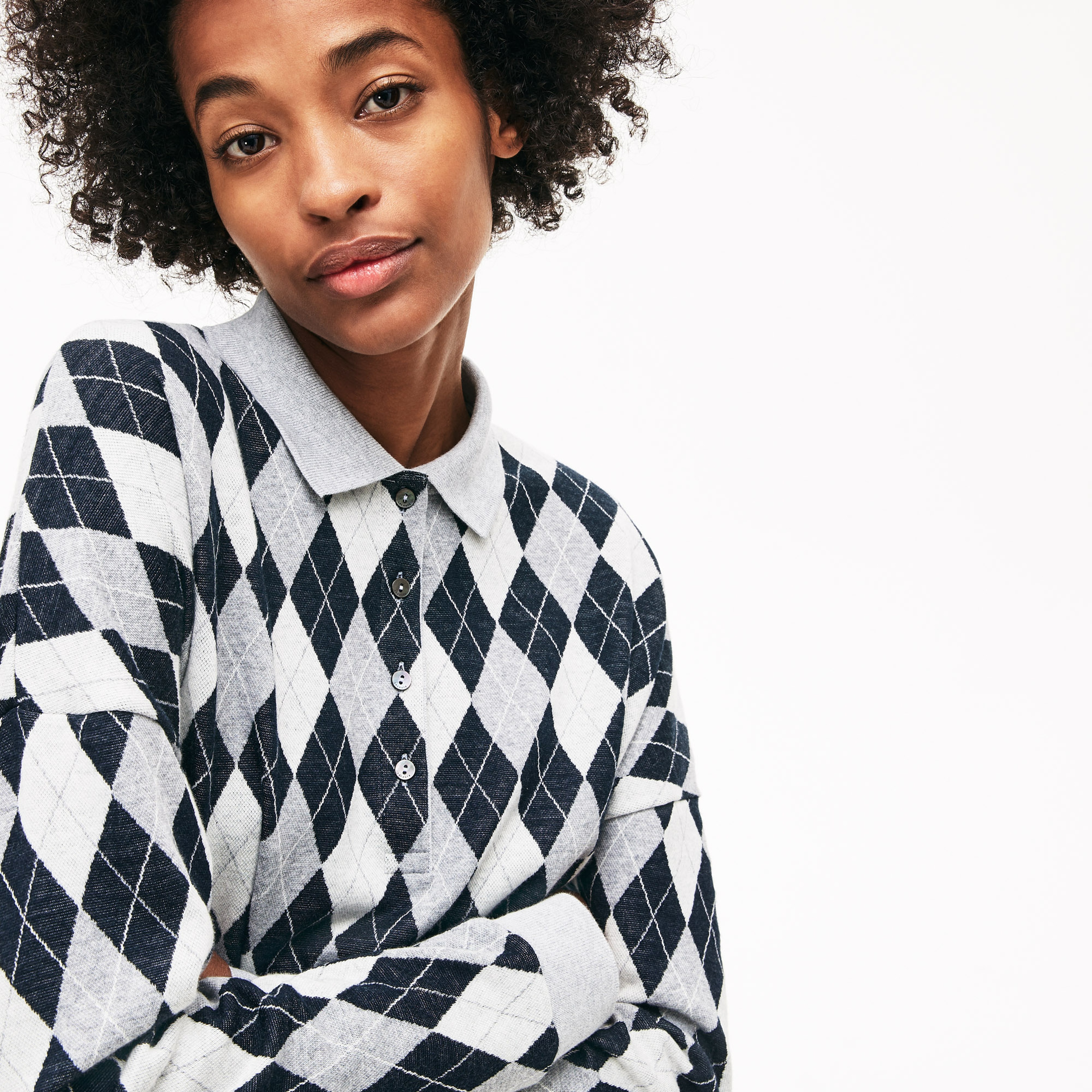 Lacoste Kadın Baklava Desenli Gri Elbise