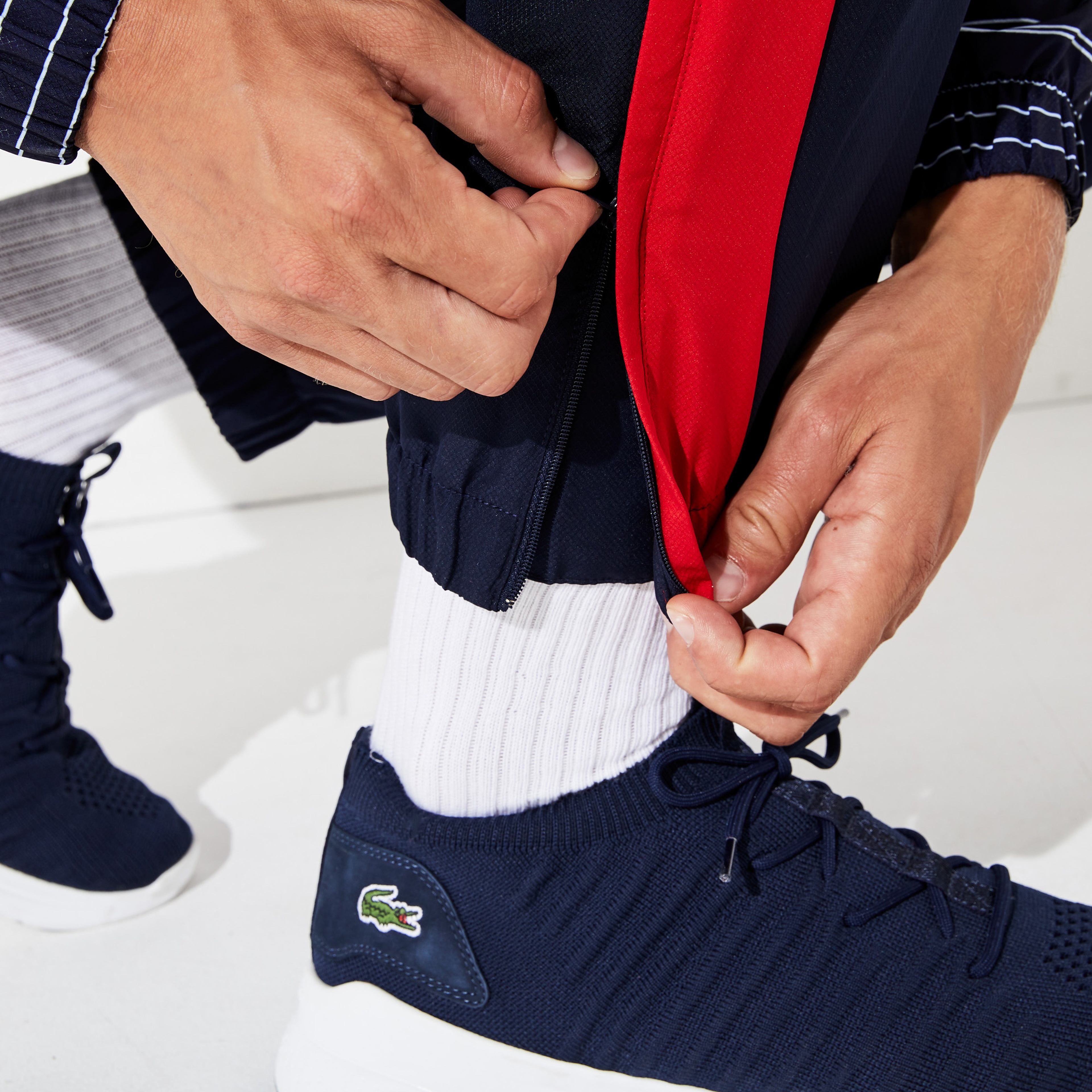 Lacoste Sport Erkek Dik Yaka Lacivert - Kırmızı Eşofman Takımı