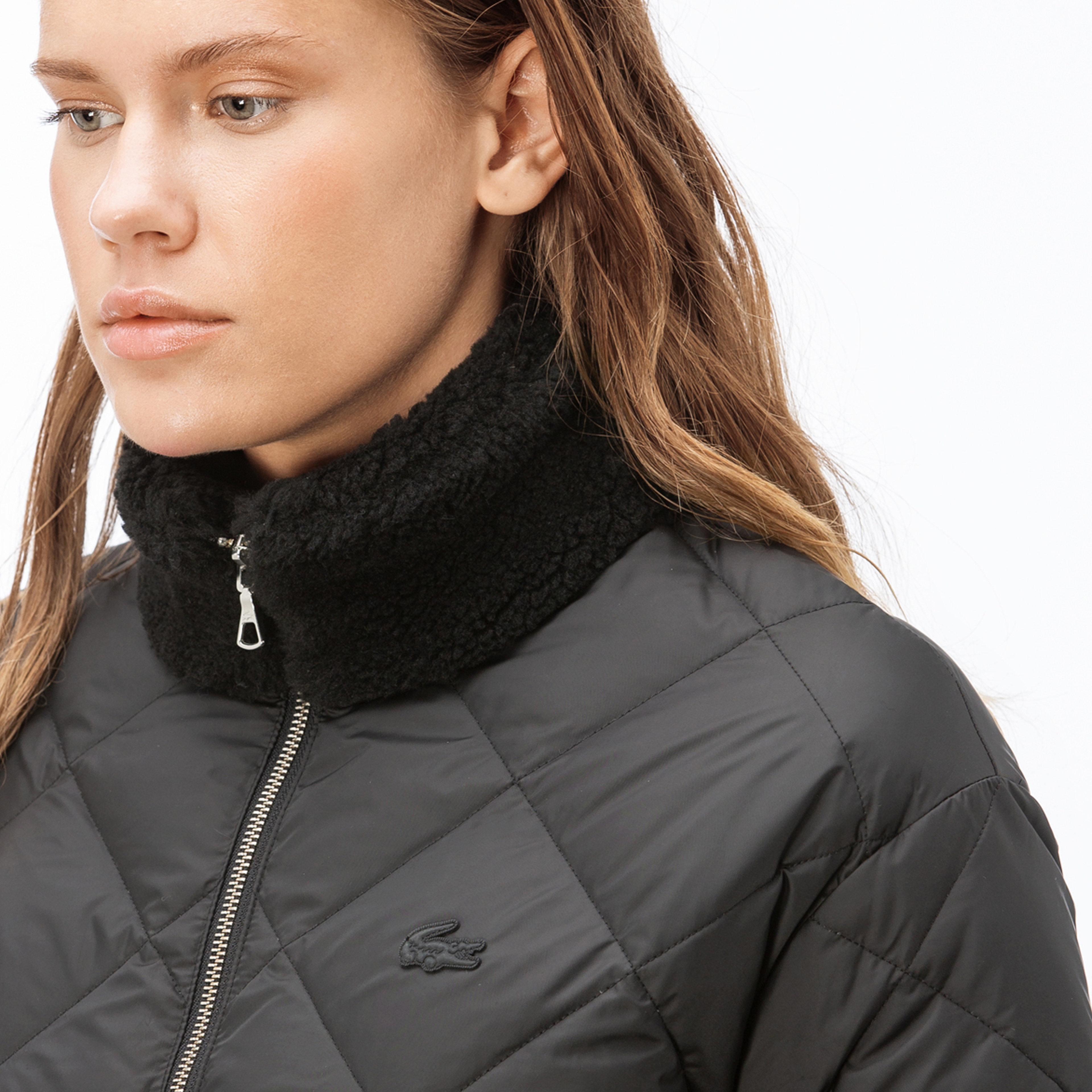 Lacoste Kadın Siyah Kapitone Kaz Tüyü Mont