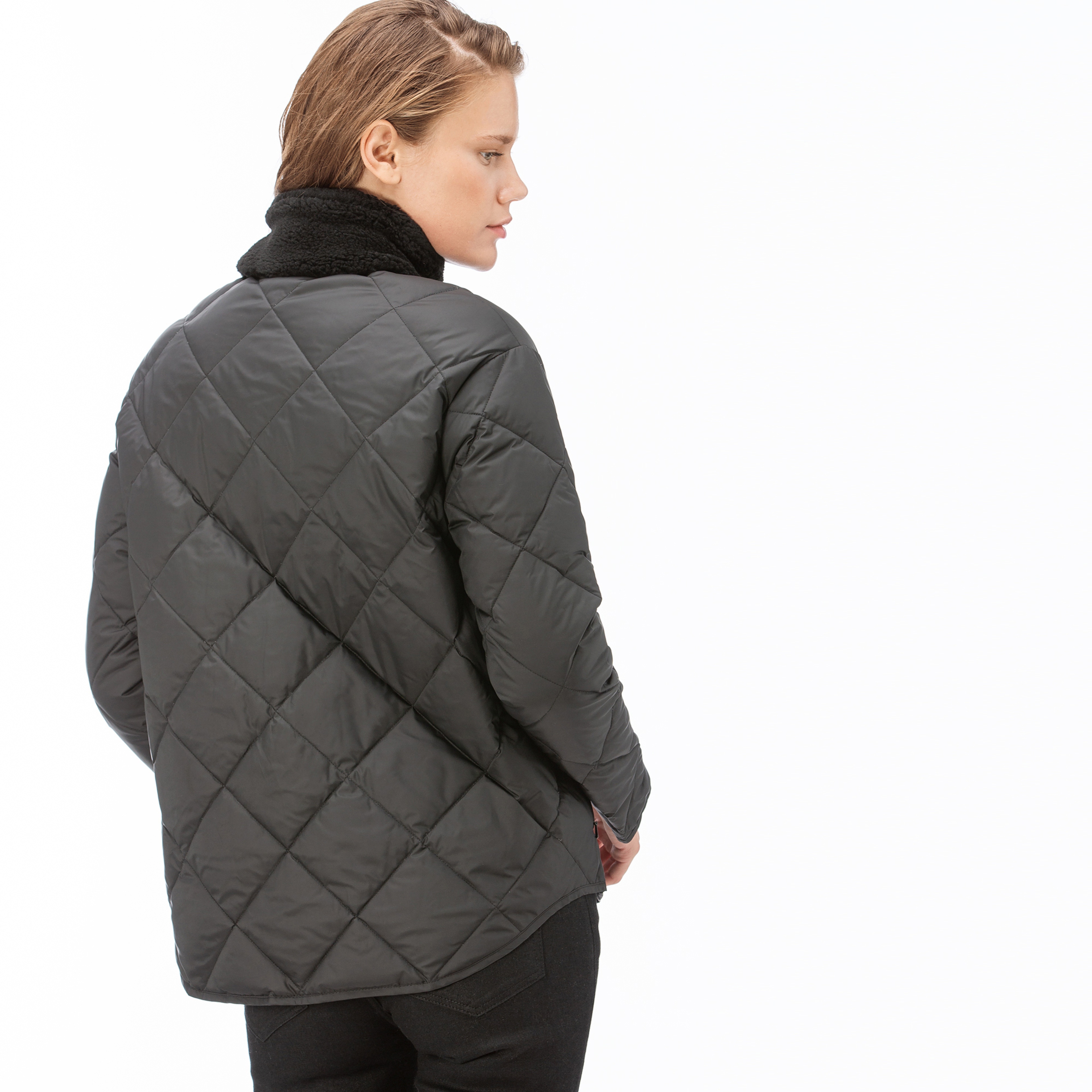 Lacoste Kadın Siyah Kapitone Kaz Tüyü Mont