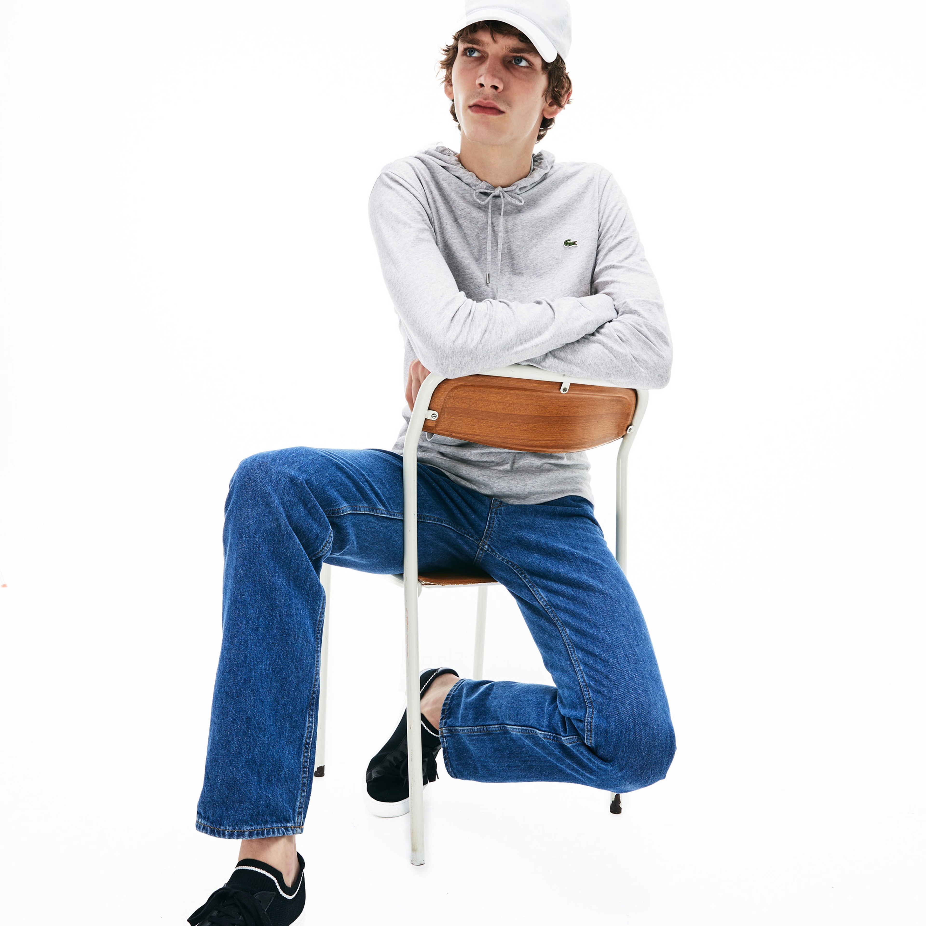 Lacoste Erkek Regular Fit Uzun Kollu Kapüşonlu Gri T-Shirt