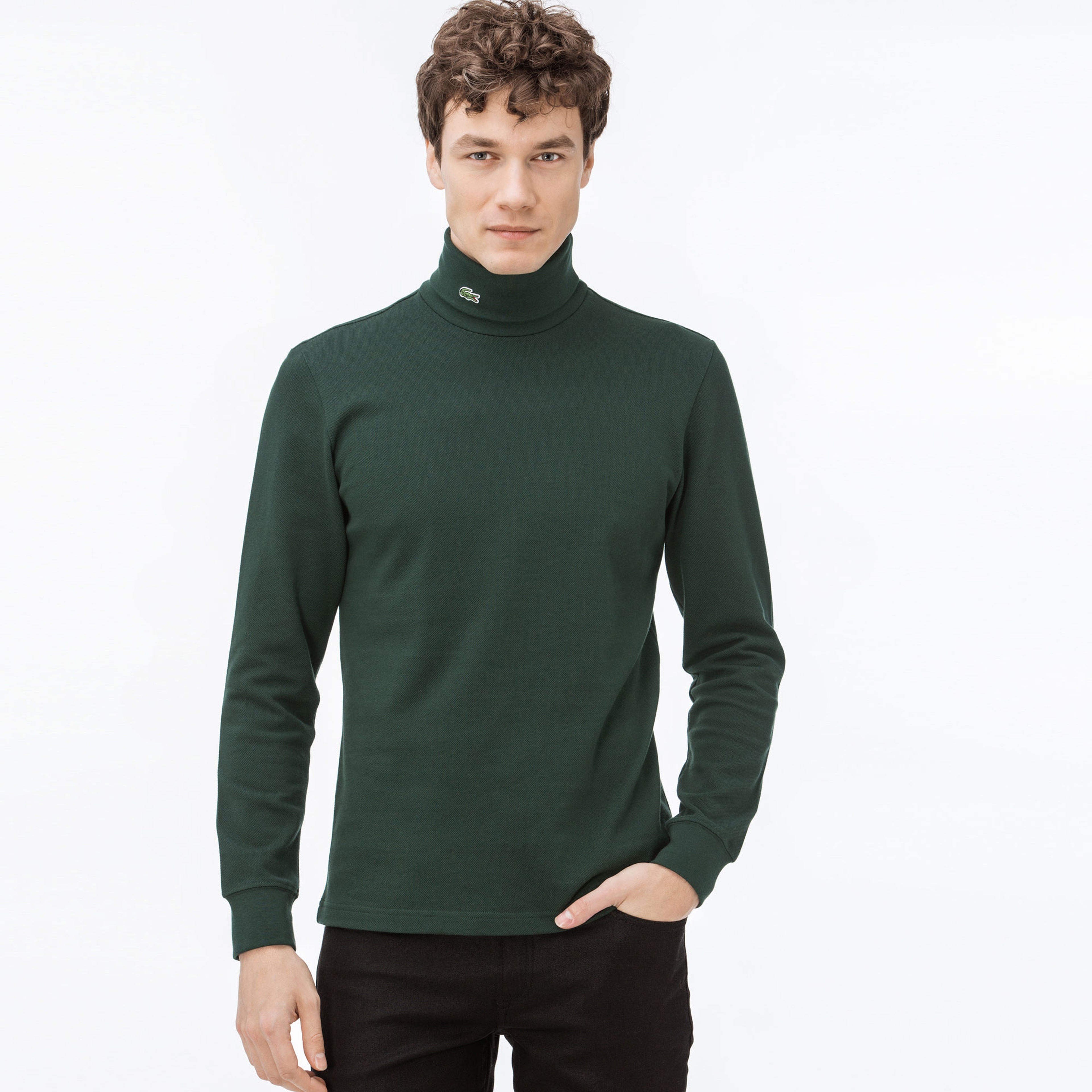 Lacoste Erkek Uzun Kollu Boğazlı Yeşil T-Shirt