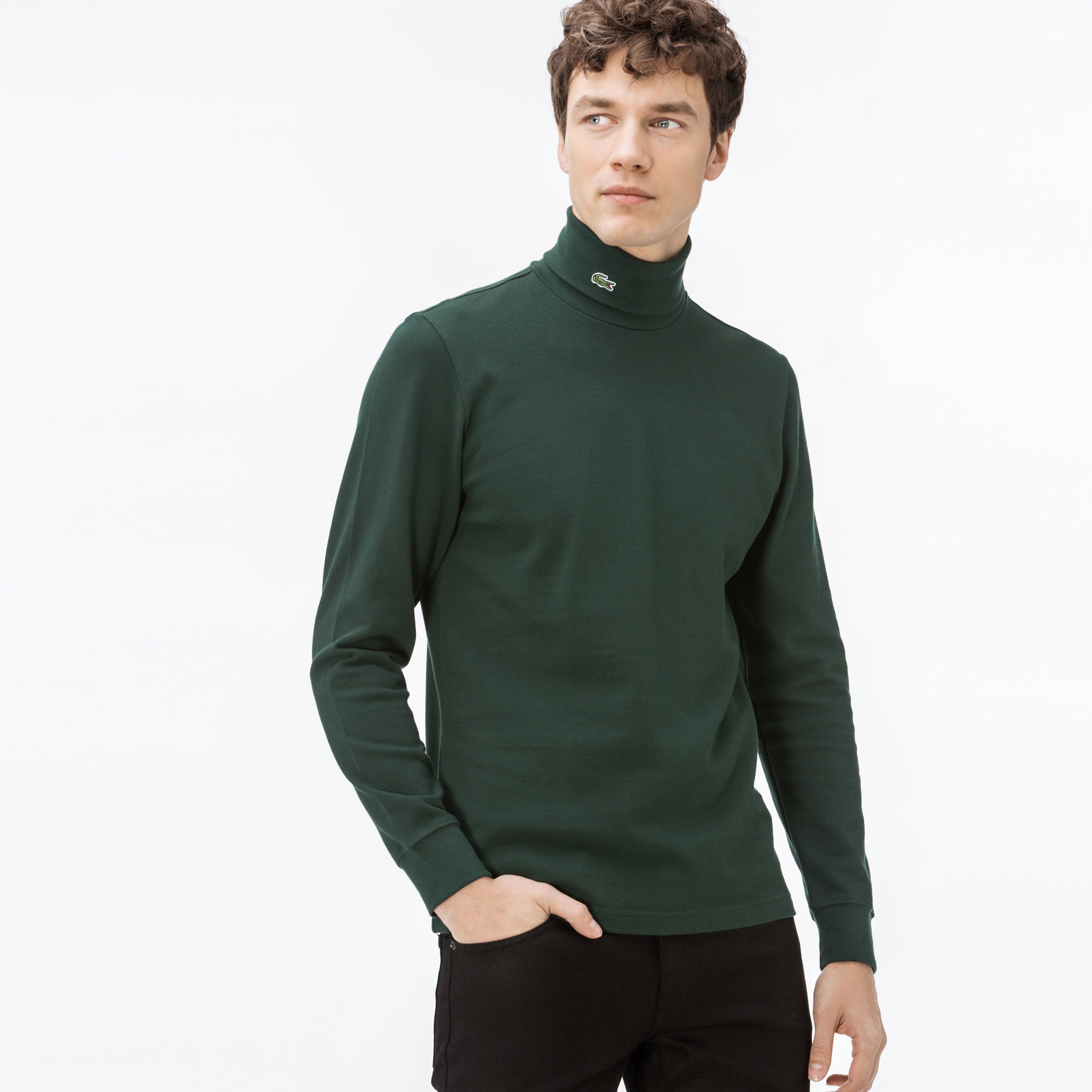 Lacoste Erkek Uzun Kollu Boğazlı Yeşil T-Shirt