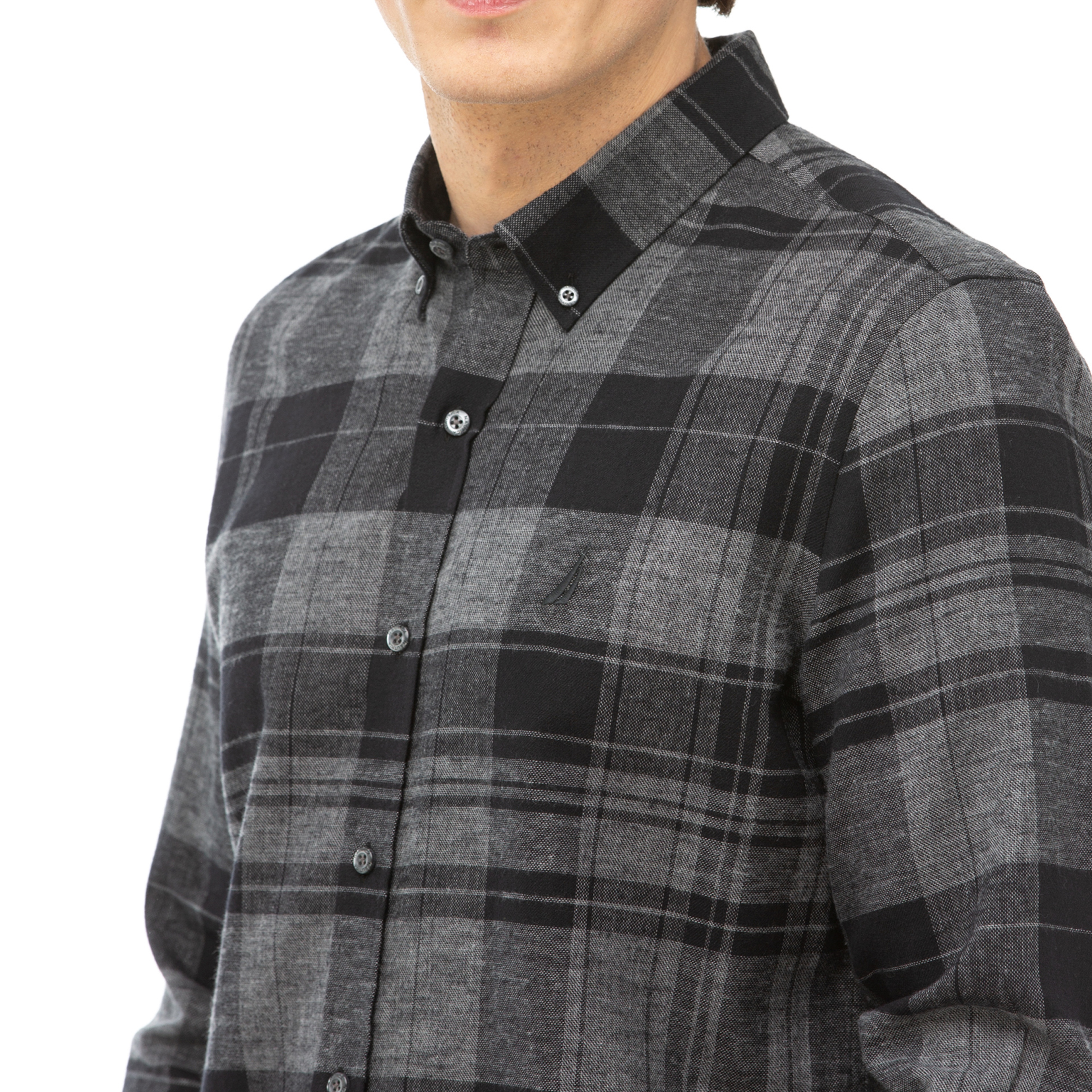 NAUTICA Erkek Siyah Slim Fit Kareli Gömlek