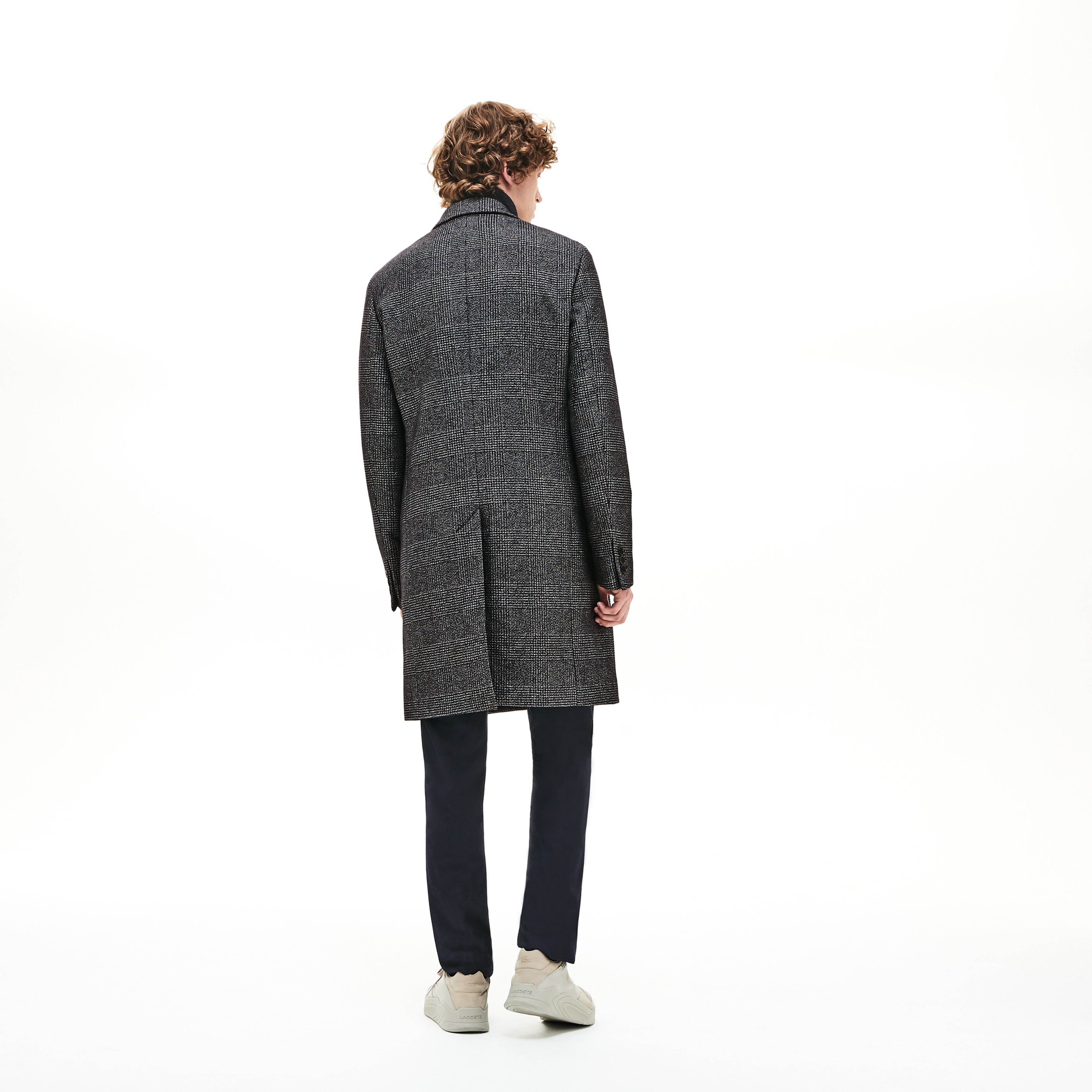 Lacoste Erkek Gri Regular Fit Ekose Desenli Kaban