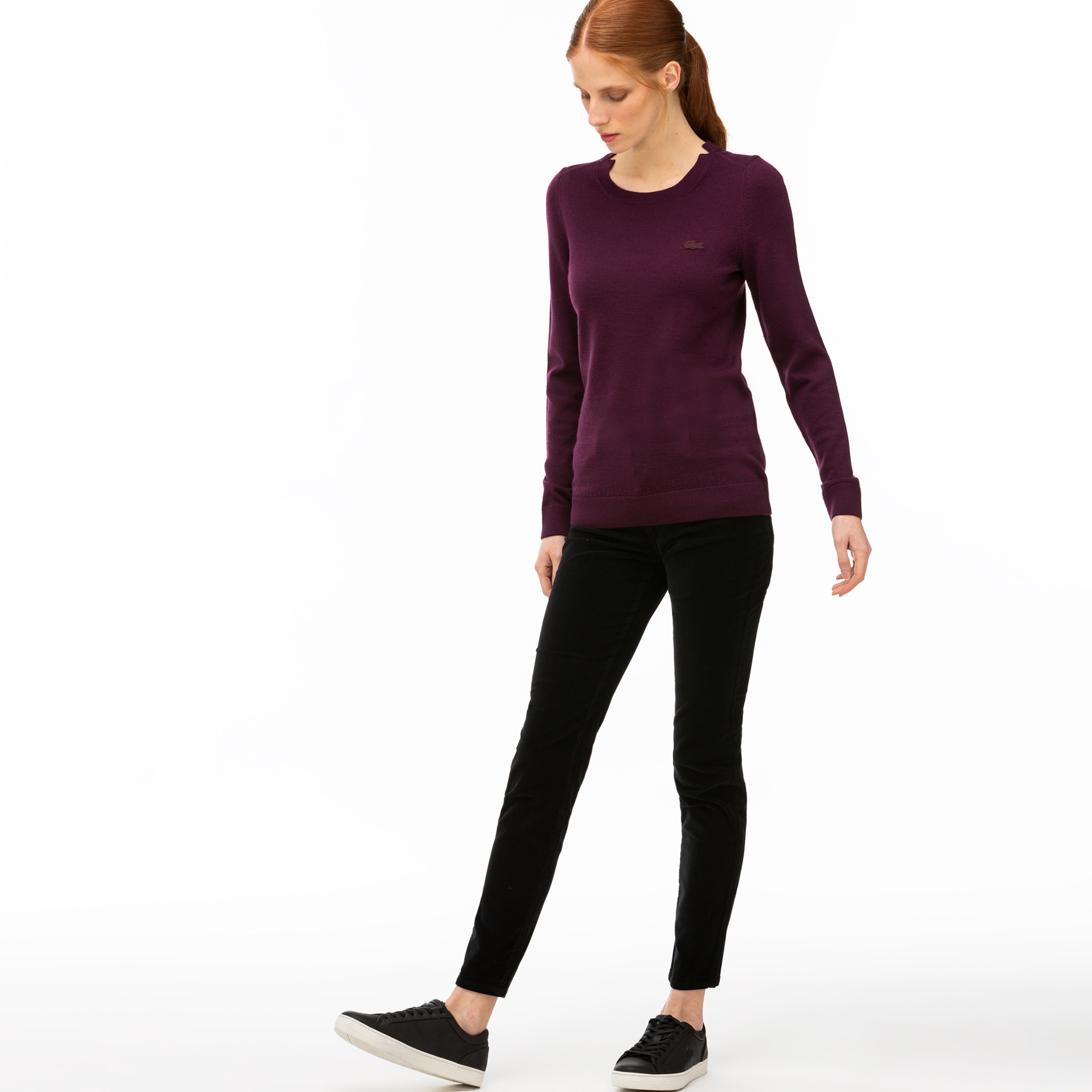 Lacoste Kadın Slim Fit Siyah Kadife Pantolon