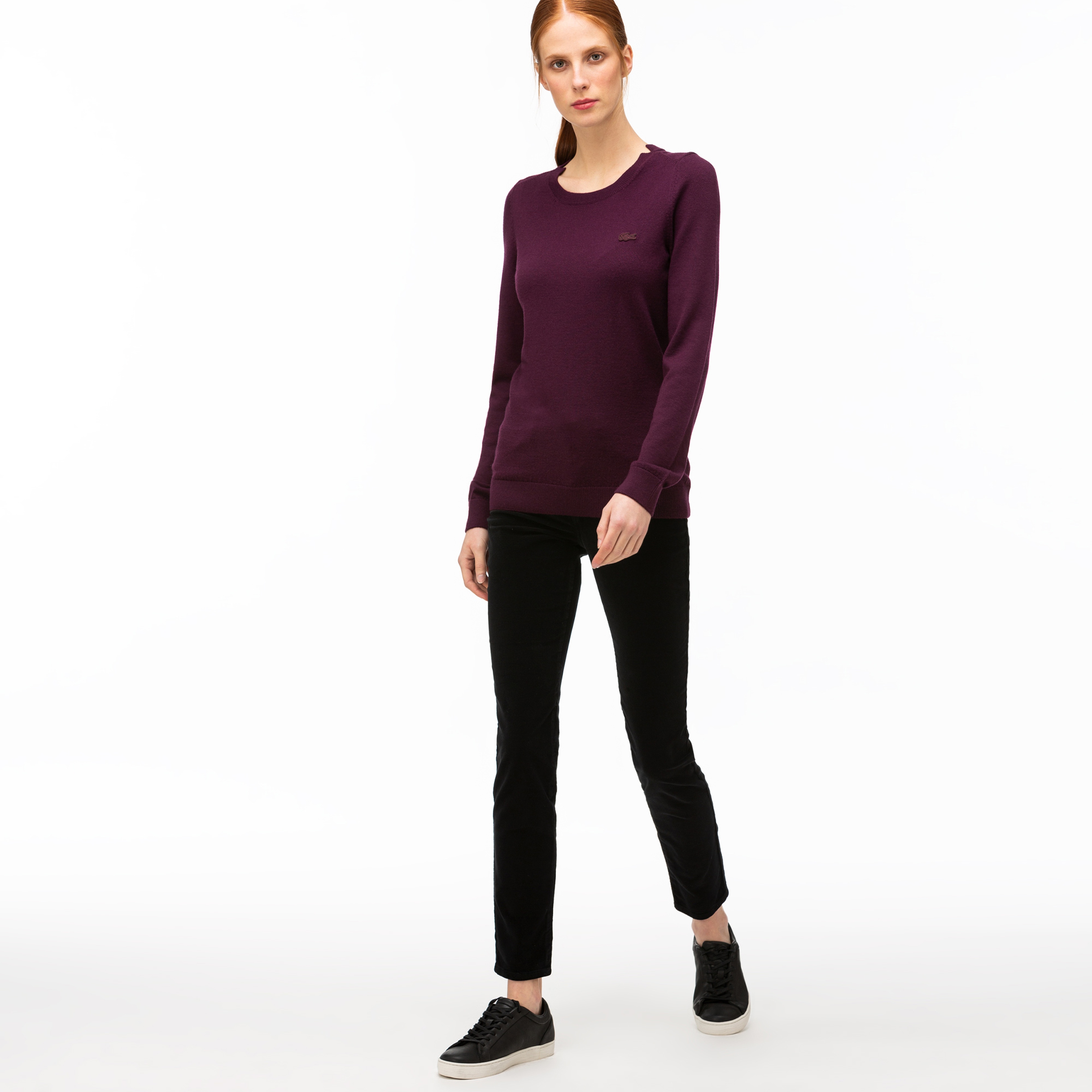 Lacoste Kadın Slim Fit Siyah Kadife Pantolon