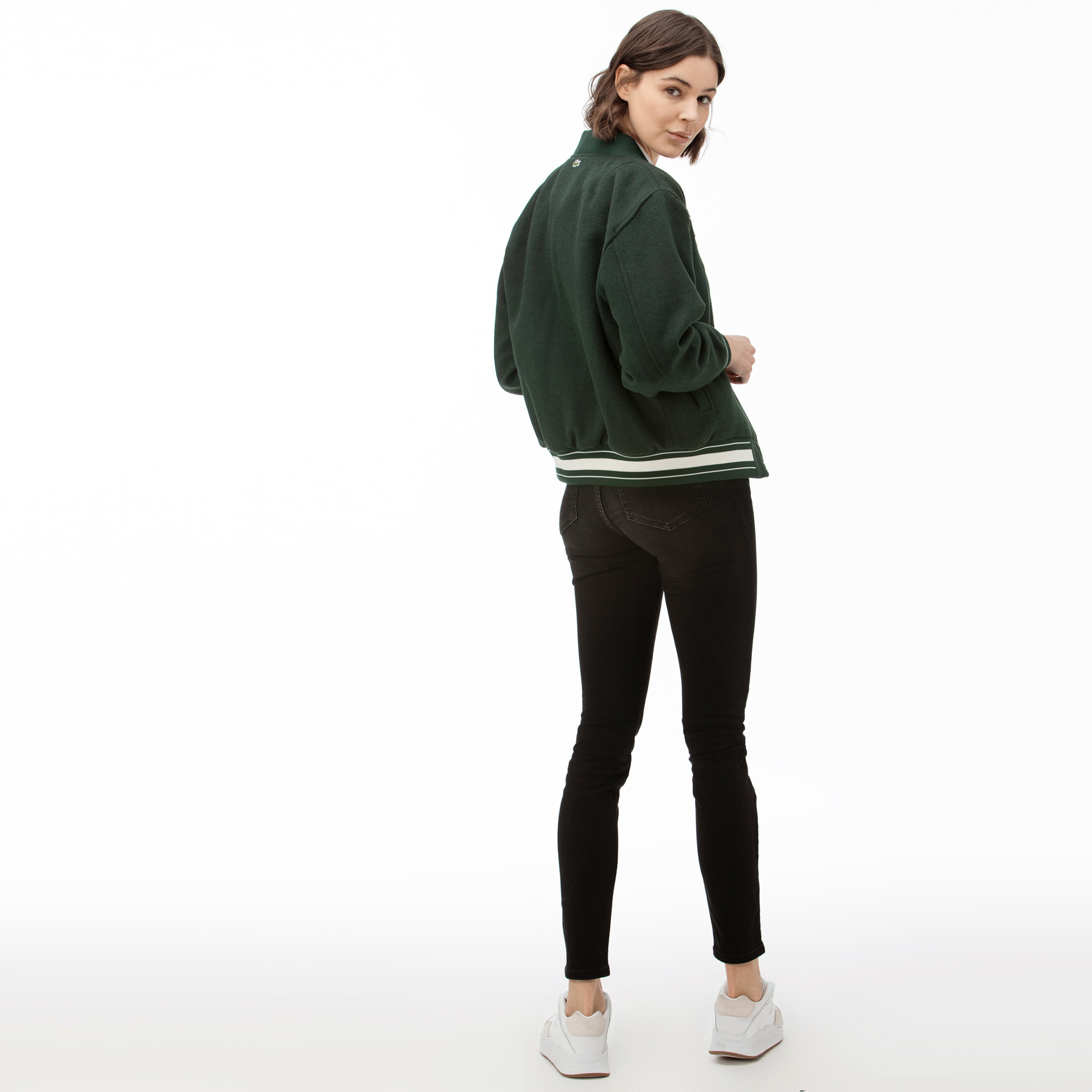 Lacoste L!VE Kadın Yünlü Gül Nakışlı Yeşil Ceket