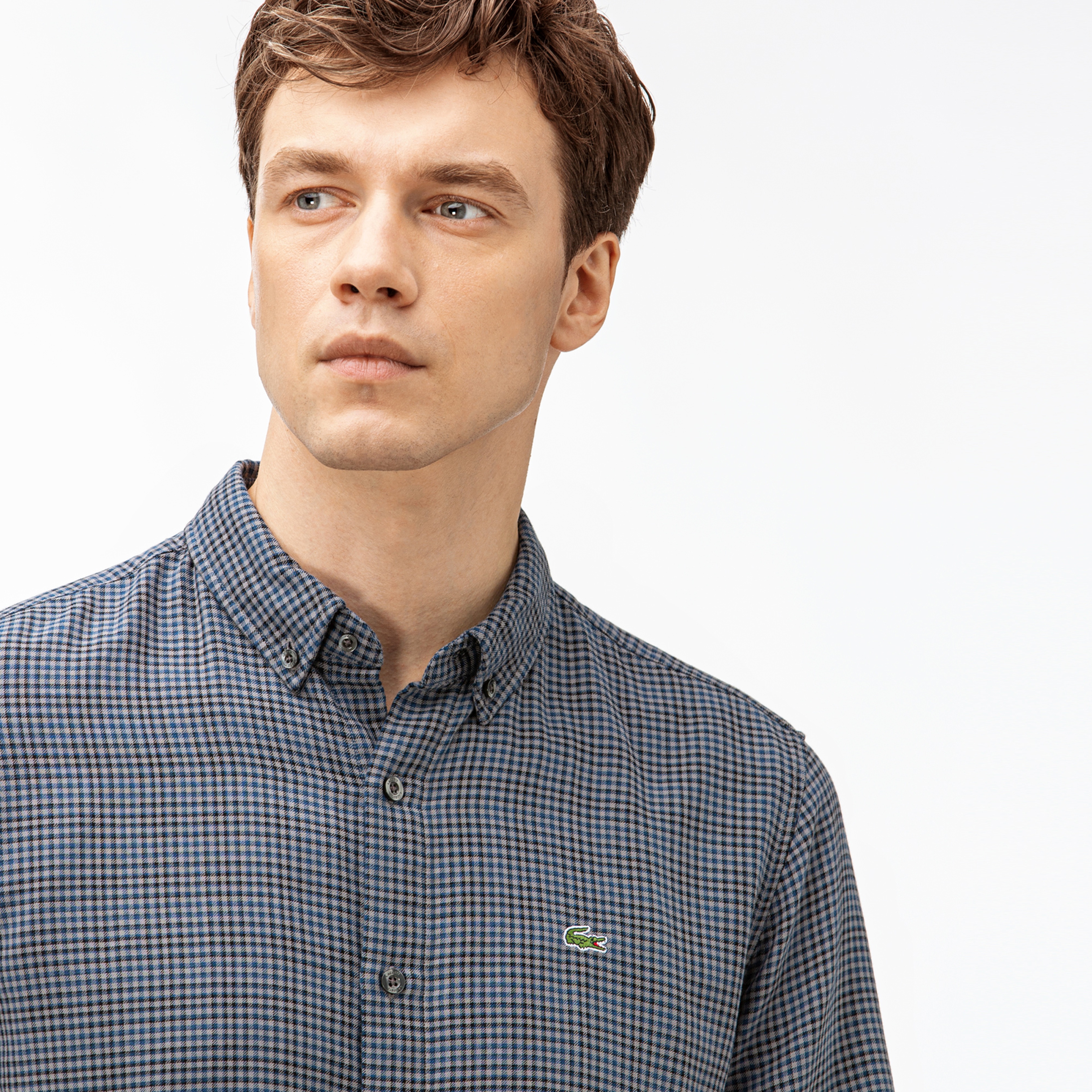 Lacoste Erkek Regular Fit Kareli Lacivert Gömlek