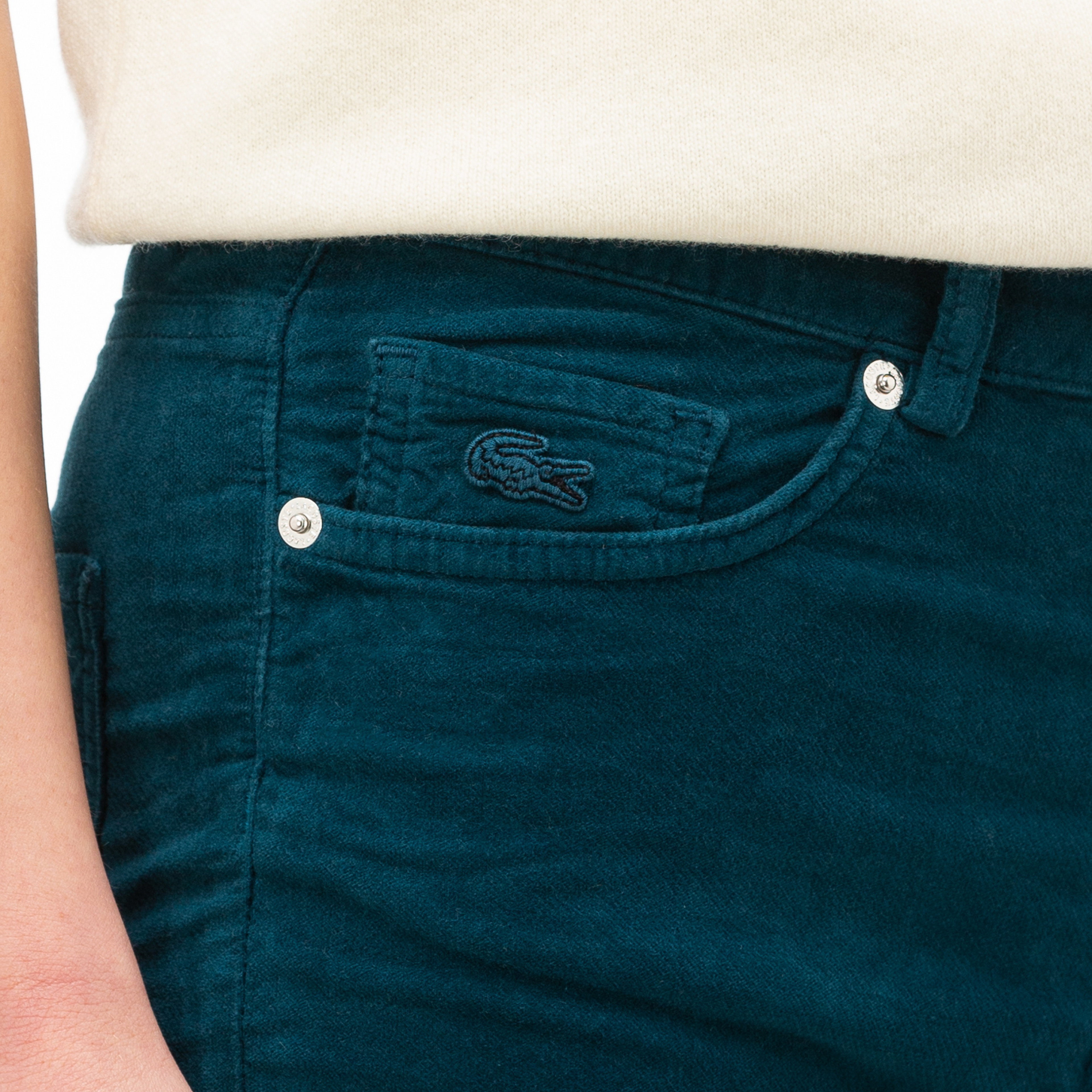 Lacoste Kadın Slim Fit Kadife Mavi Pantolon