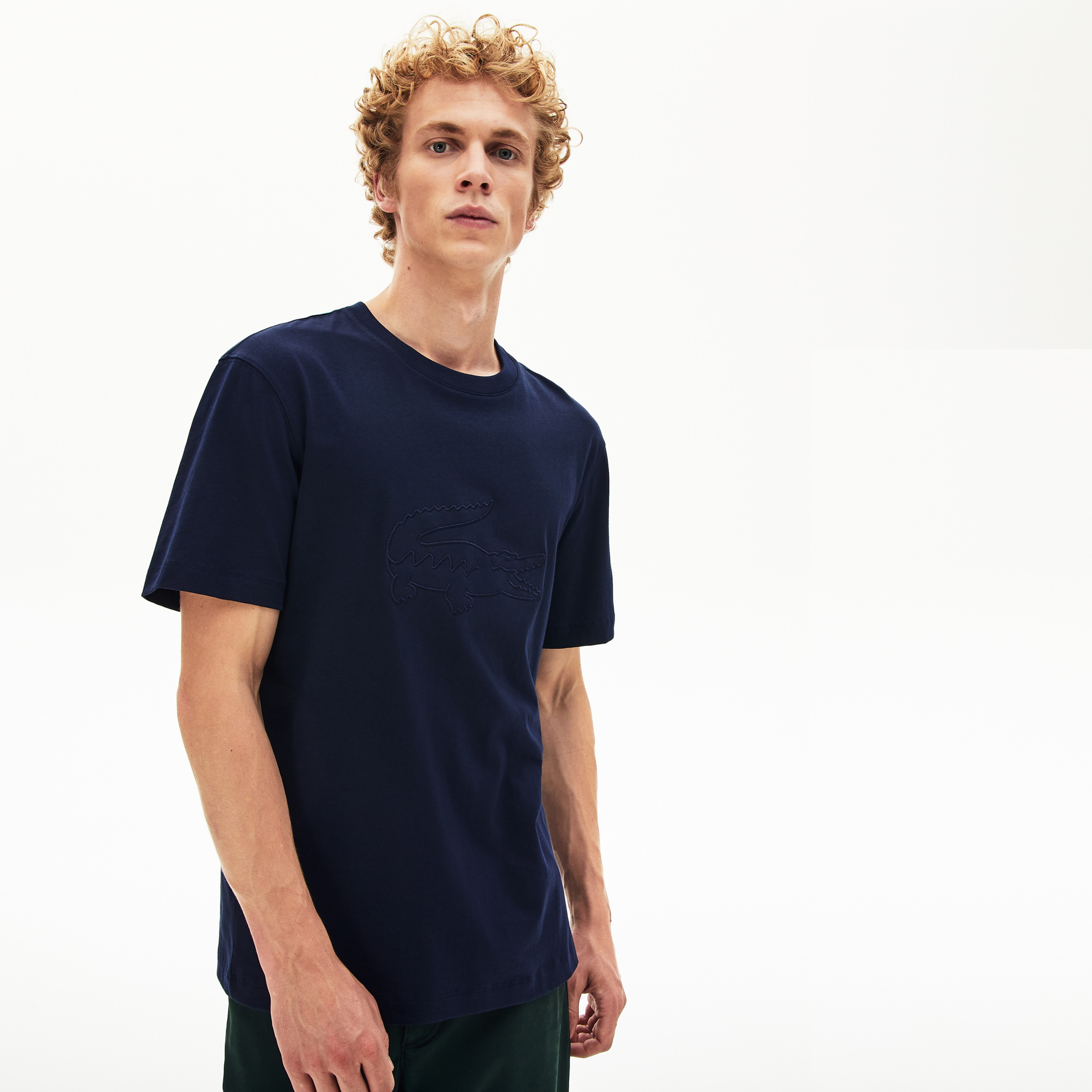 Lacoste Erkek Regular Fit Timsah Baskılı Lacivert T-Shirt