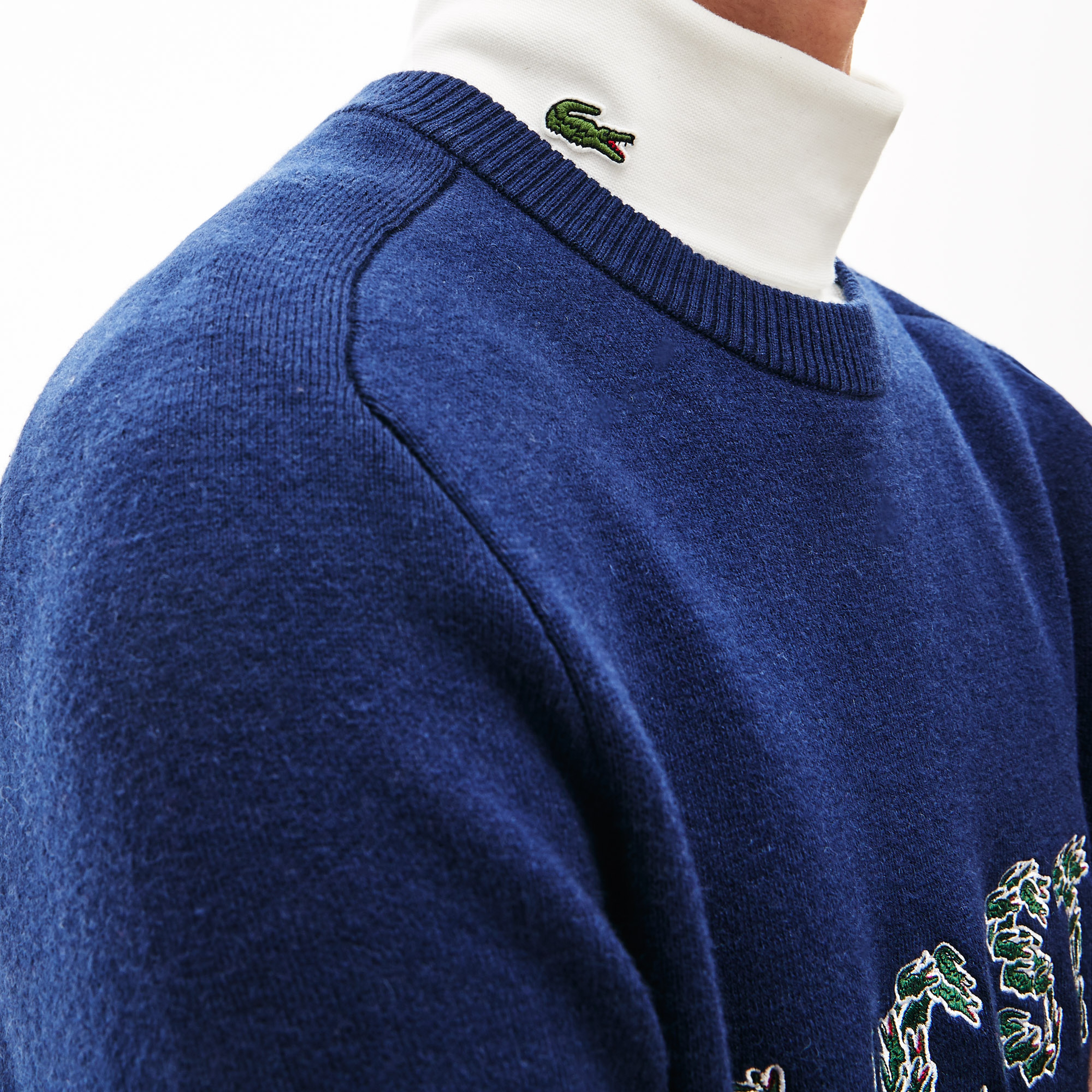 Lacoste Erkek Croco Magic Desenli Lacivert Triko Kazak