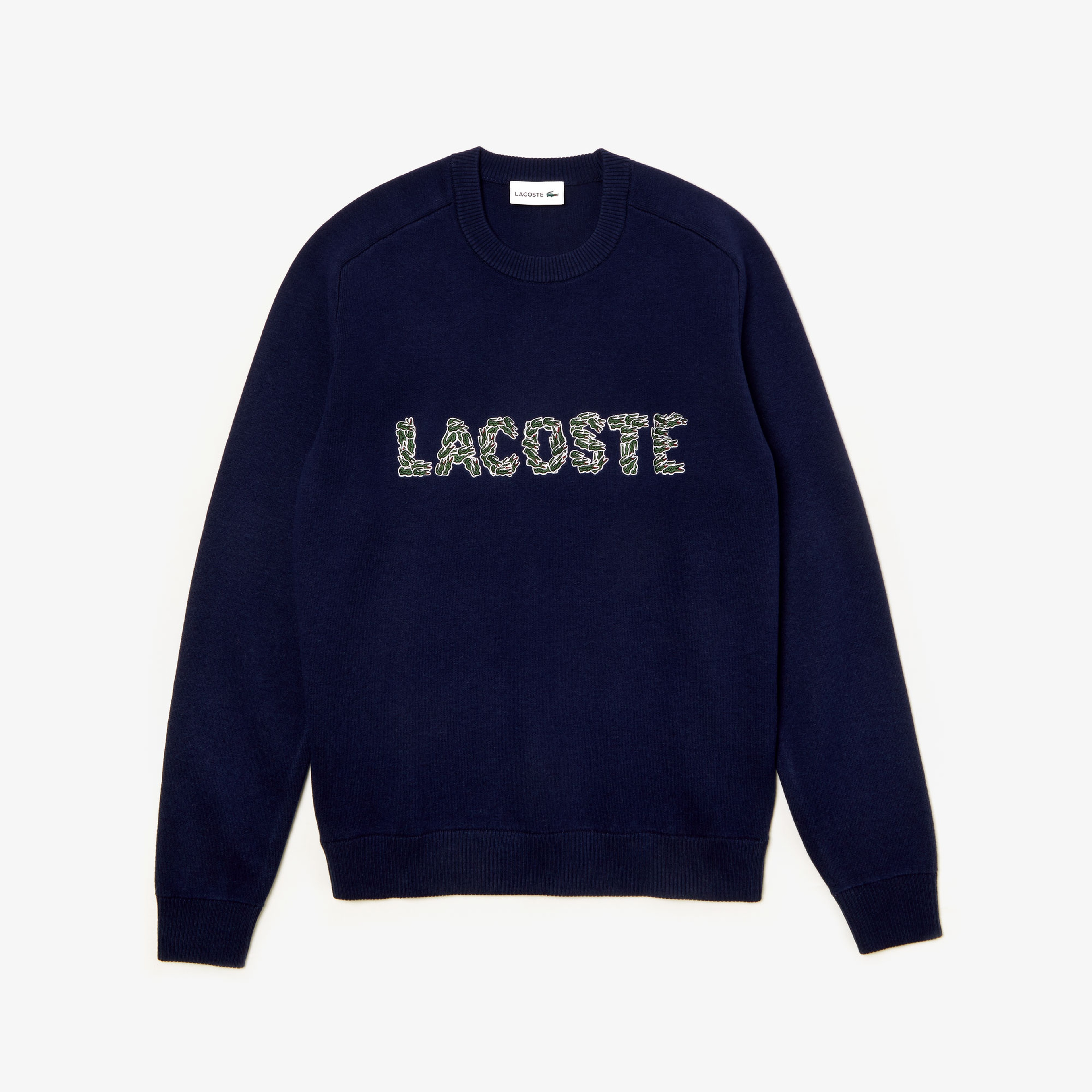 Lacoste Erkek Croco Magic Desenli Lacivert Triko Kazak