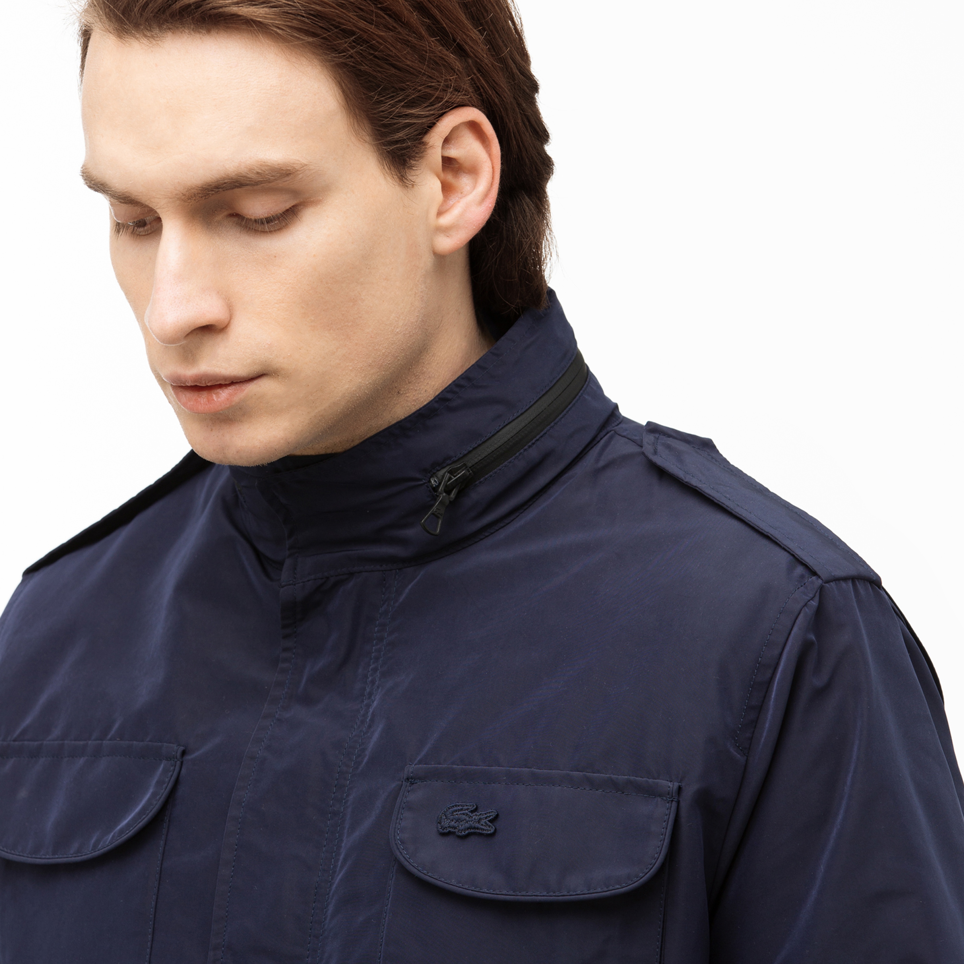 Lacoste Erkek Çift Kullanımlı Gizlenebilir Kapüşonlu Lacivert Mont