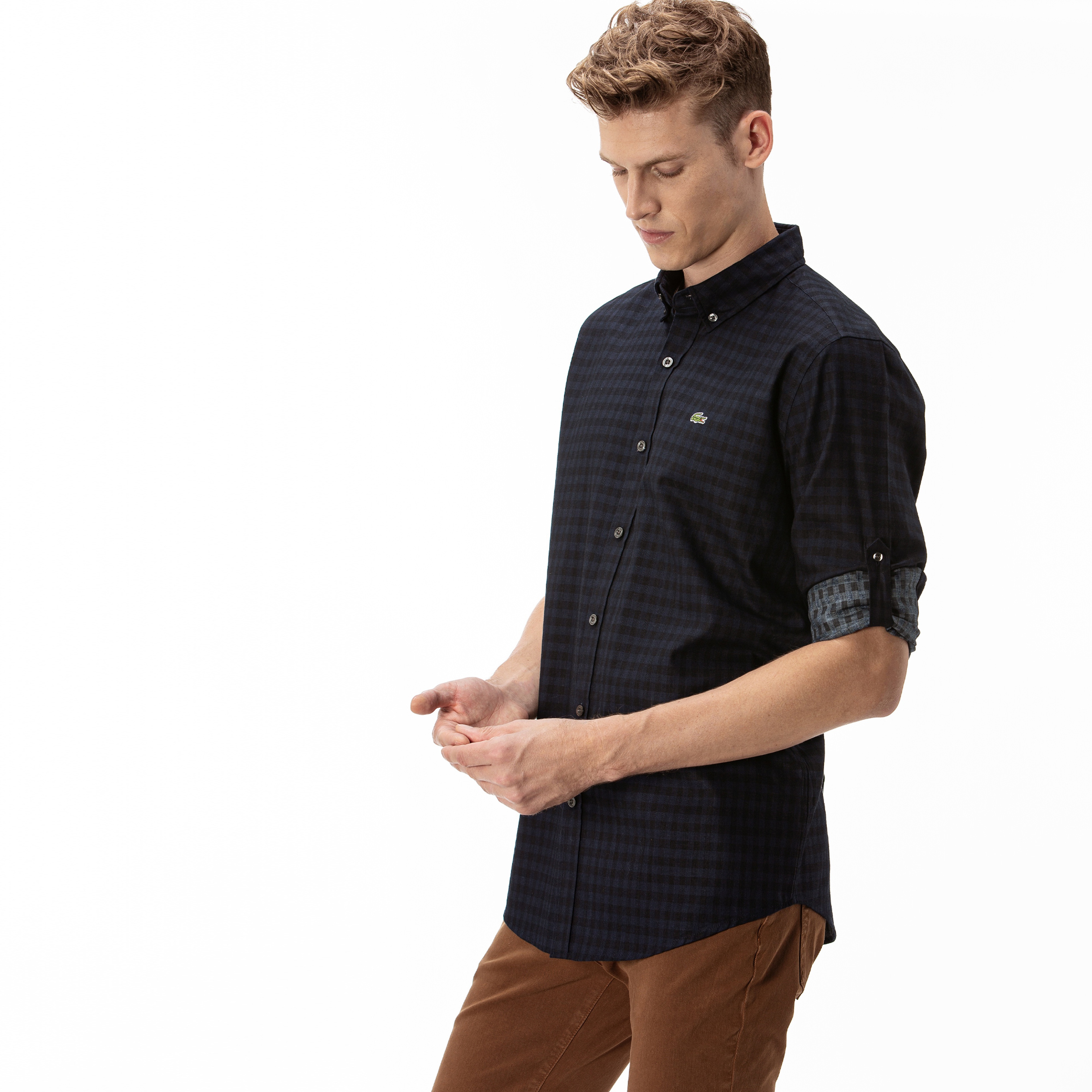 Lacoste Erkek Regular Fit Ekose Desenli Lacivert Gömlek