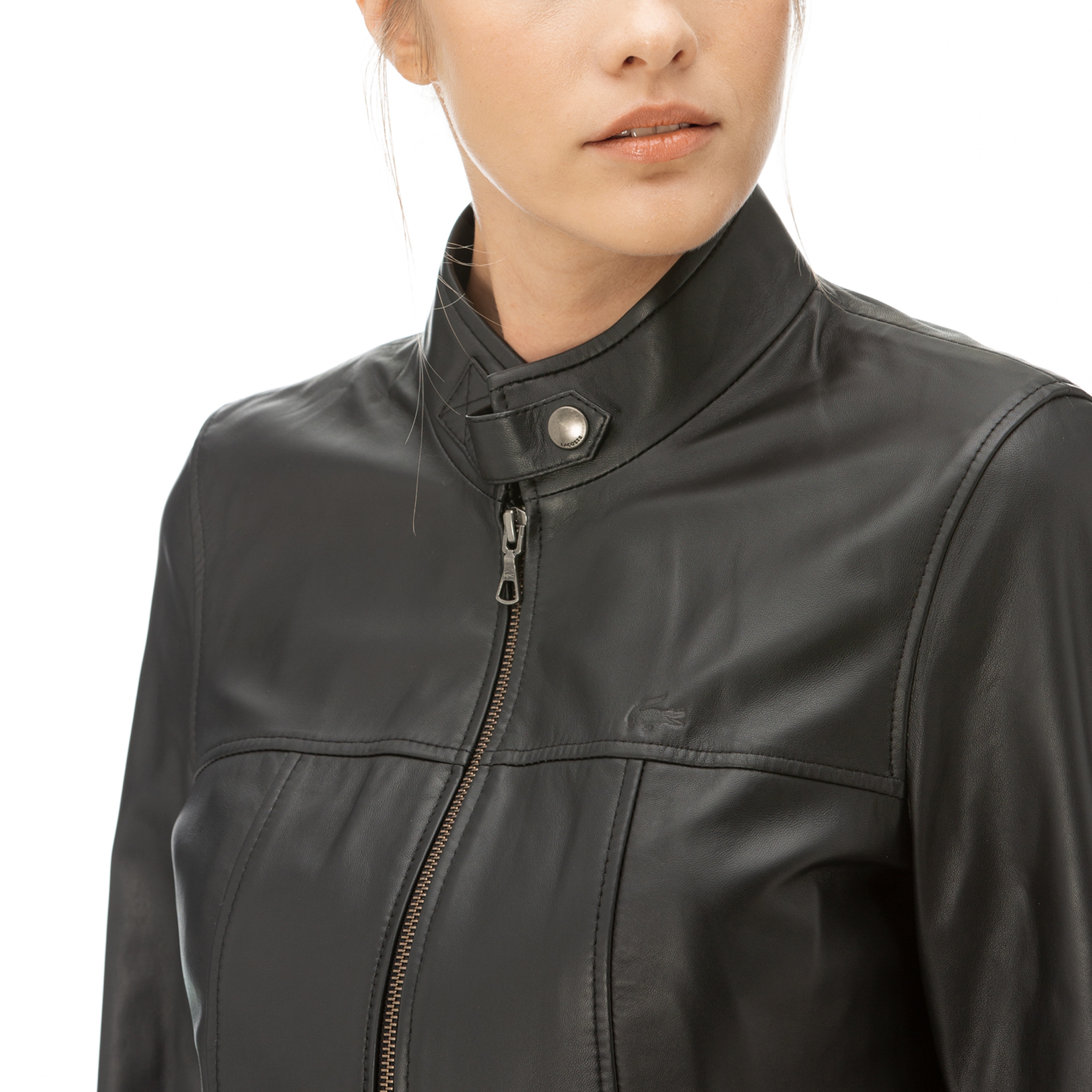 Lacoste Kadın Siyah Deri Ceket