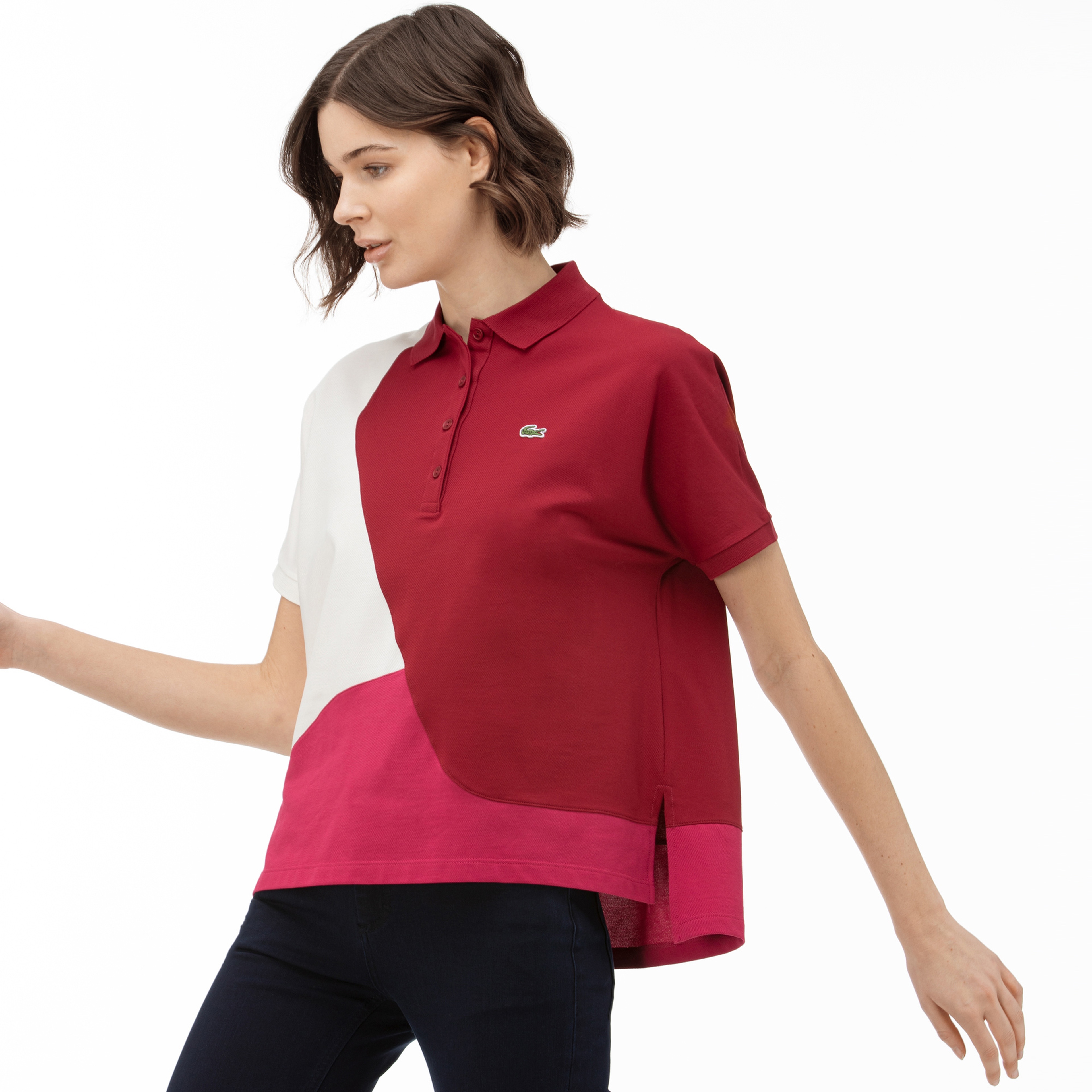 Lacoste Kadın Blok Desenli Renkli Polo