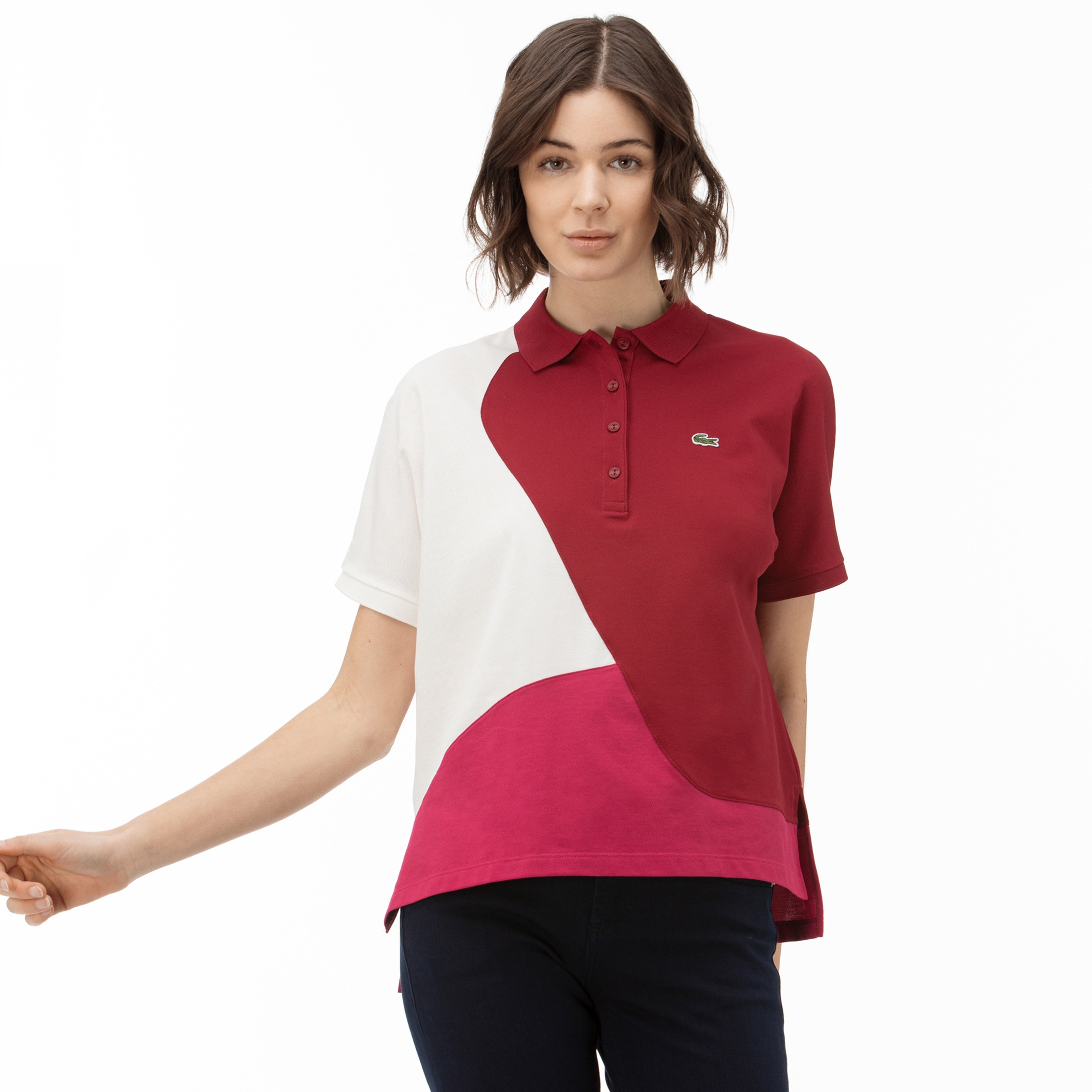Lacoste Kadın Blok Desenli Renkli Polo