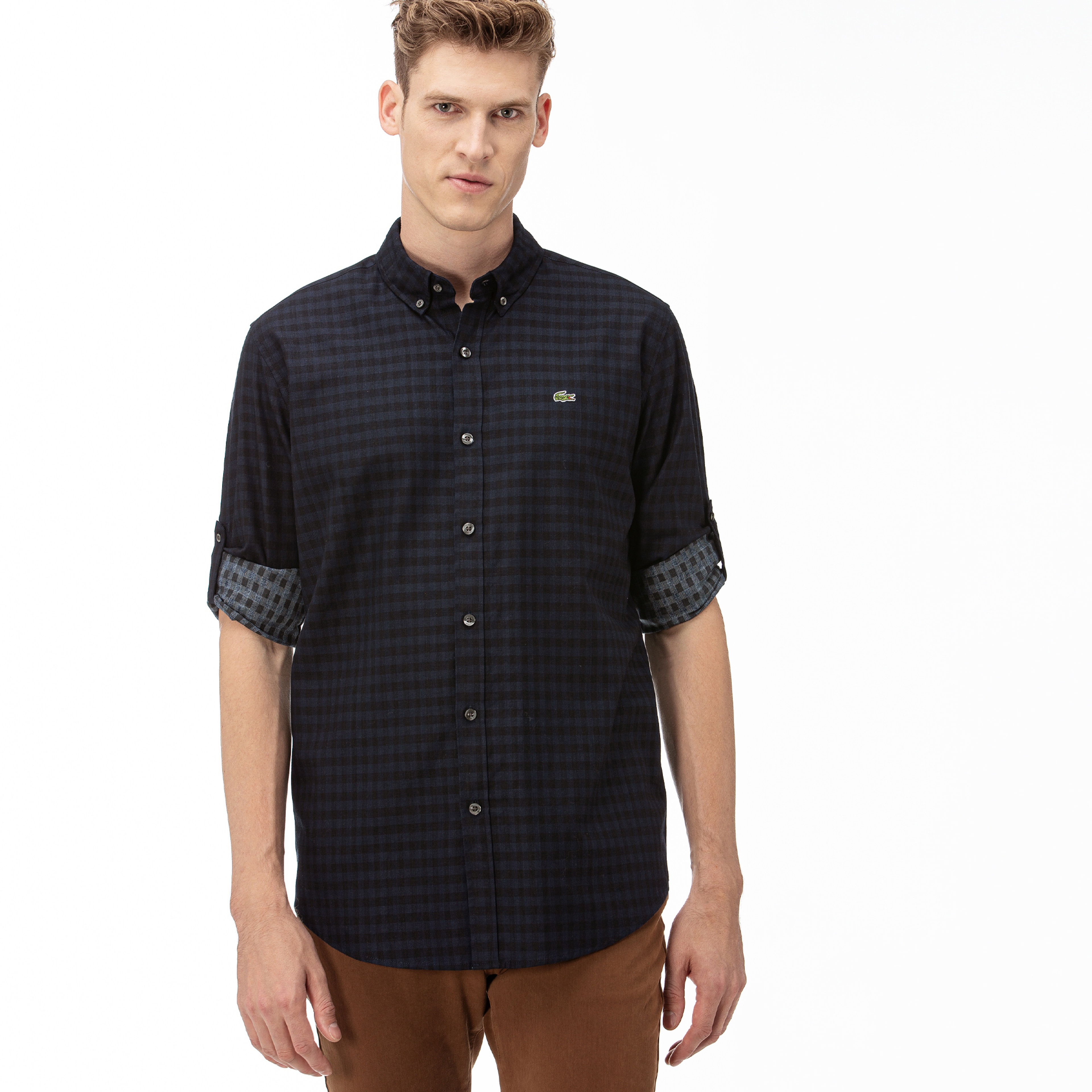 Lacoste Erkek Regular Fit Ekose Desenli Lacivert Gömlek