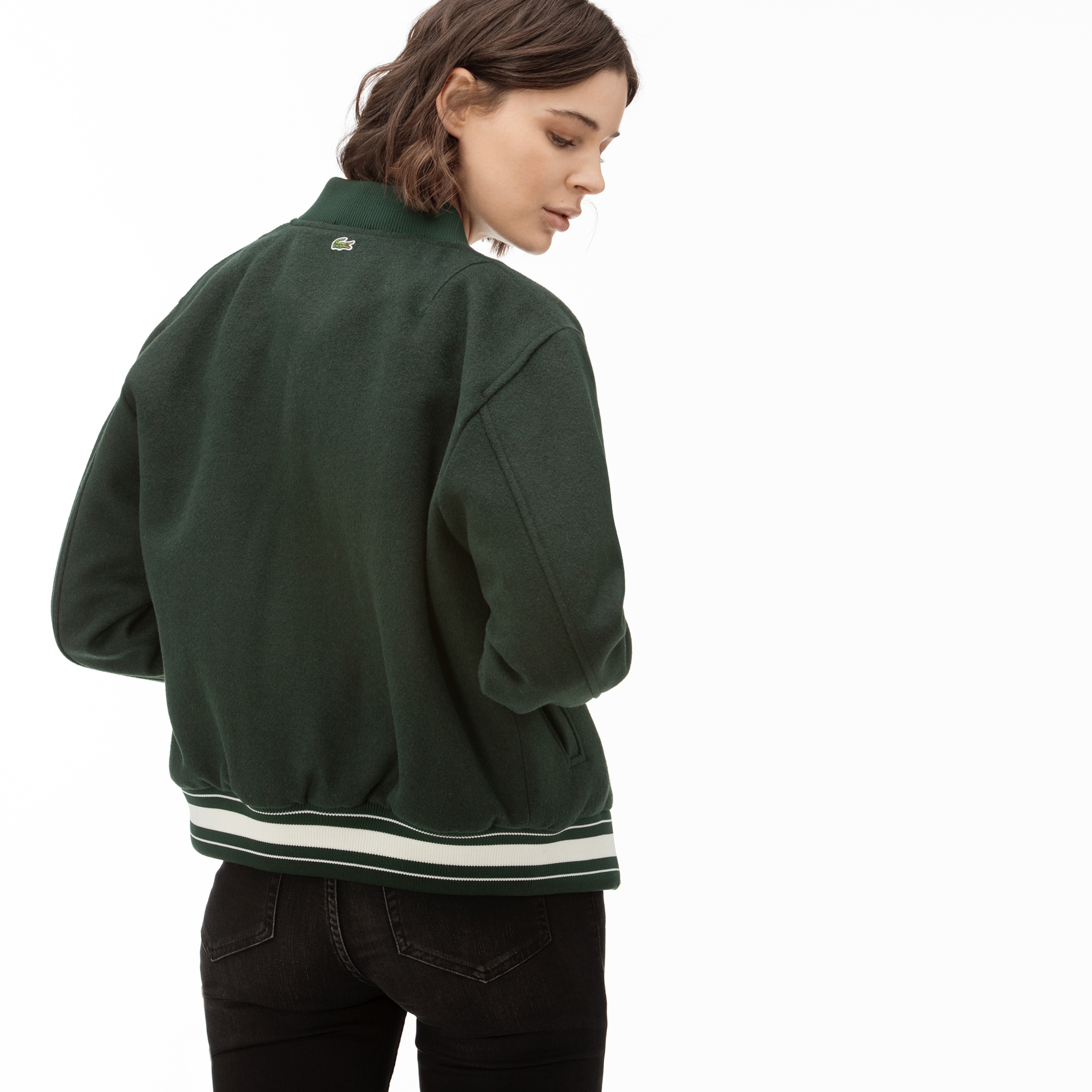 Lacoste L!VE Kadın Yünlü Gül Nakışlı Yeşil Ceket