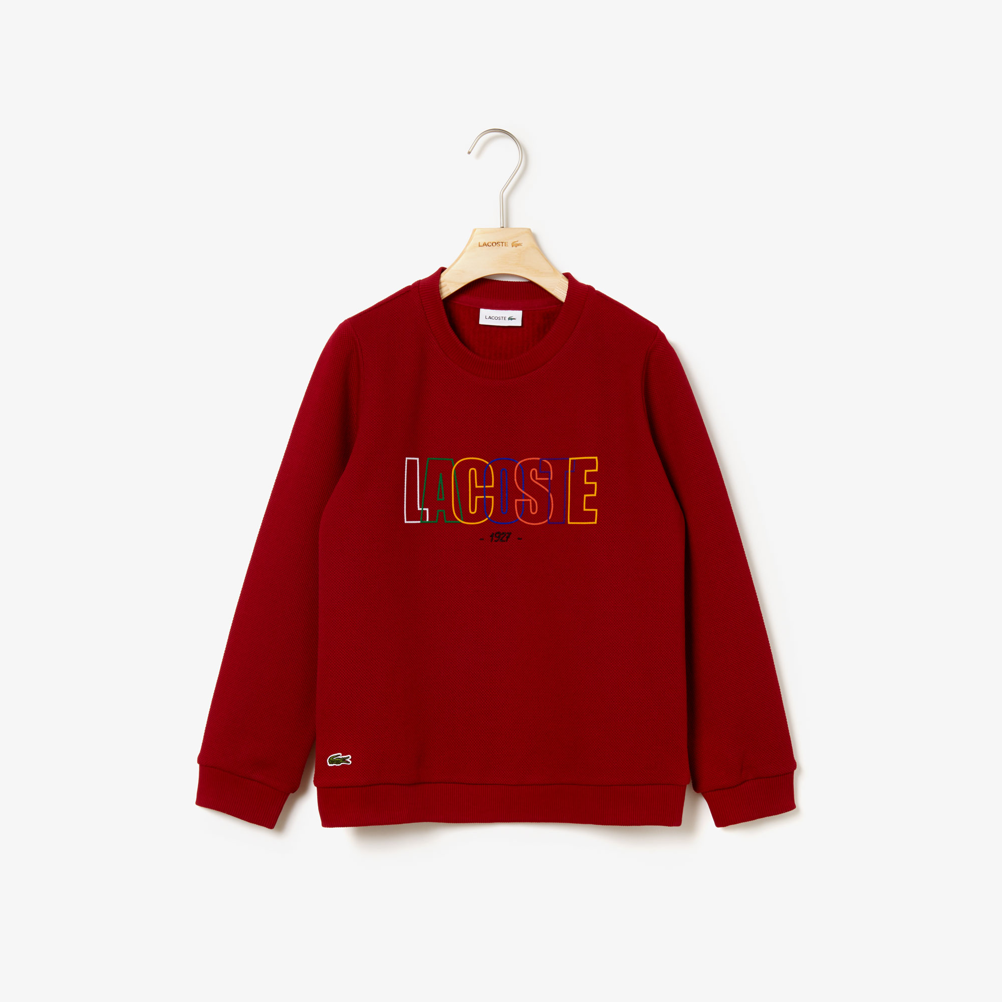 Lacoste Çocuk Nakışlı Bisiklet Yaka Bordo Sweatshirt