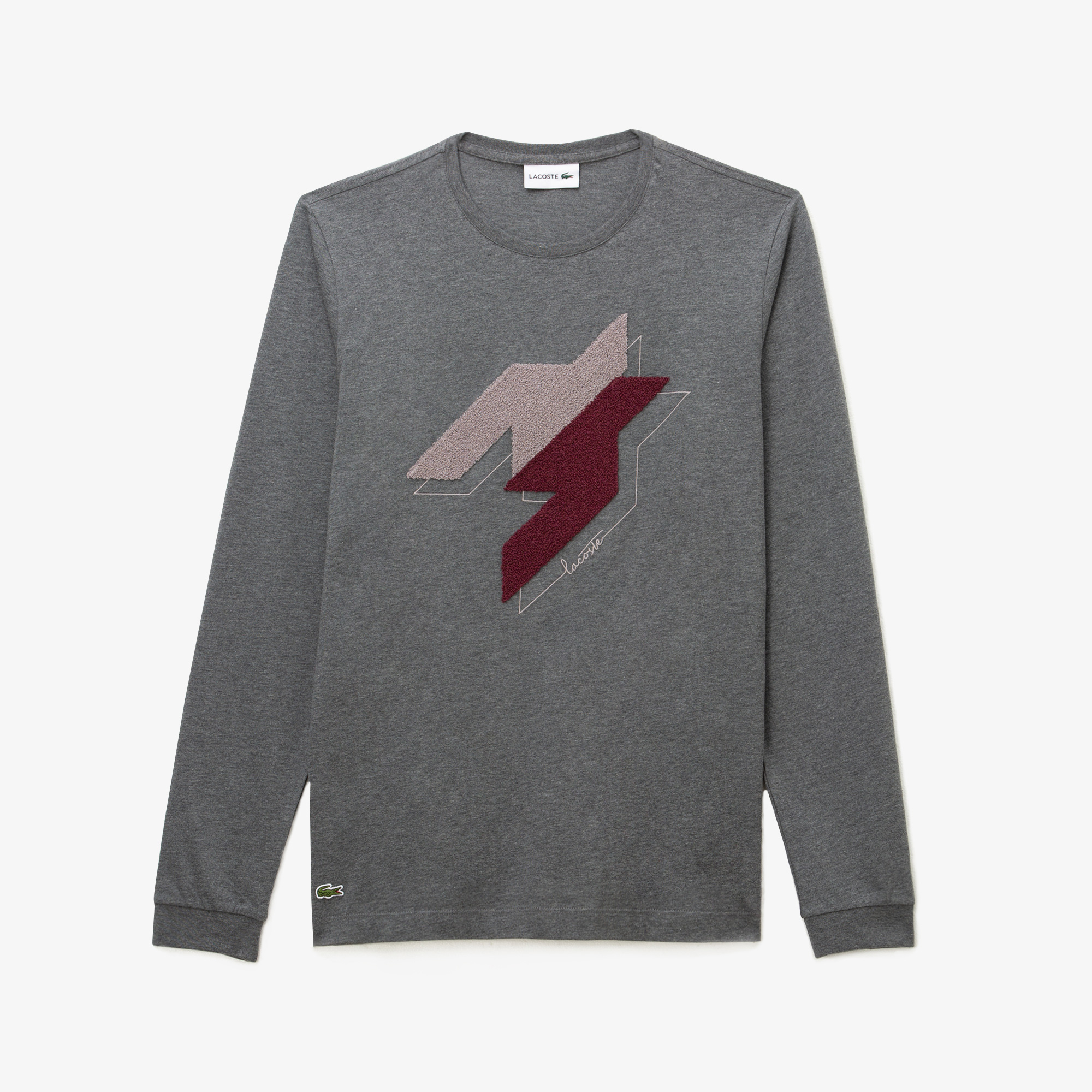 Lacoste Erkek Gri Uzun Kollu Desenli T-Shirt