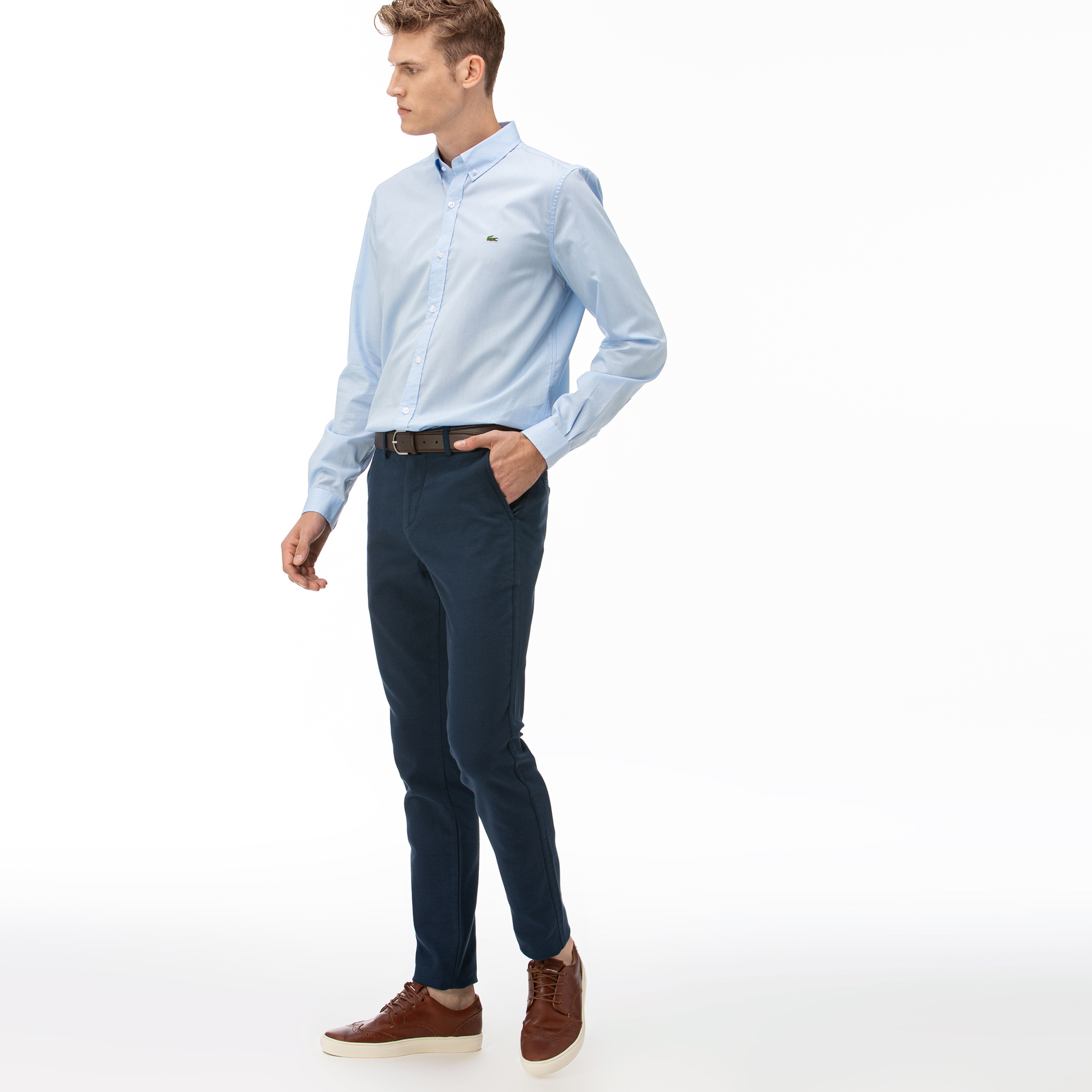 Lacoste Erkek Slim Fit Çizgili Lacivert Pantolon