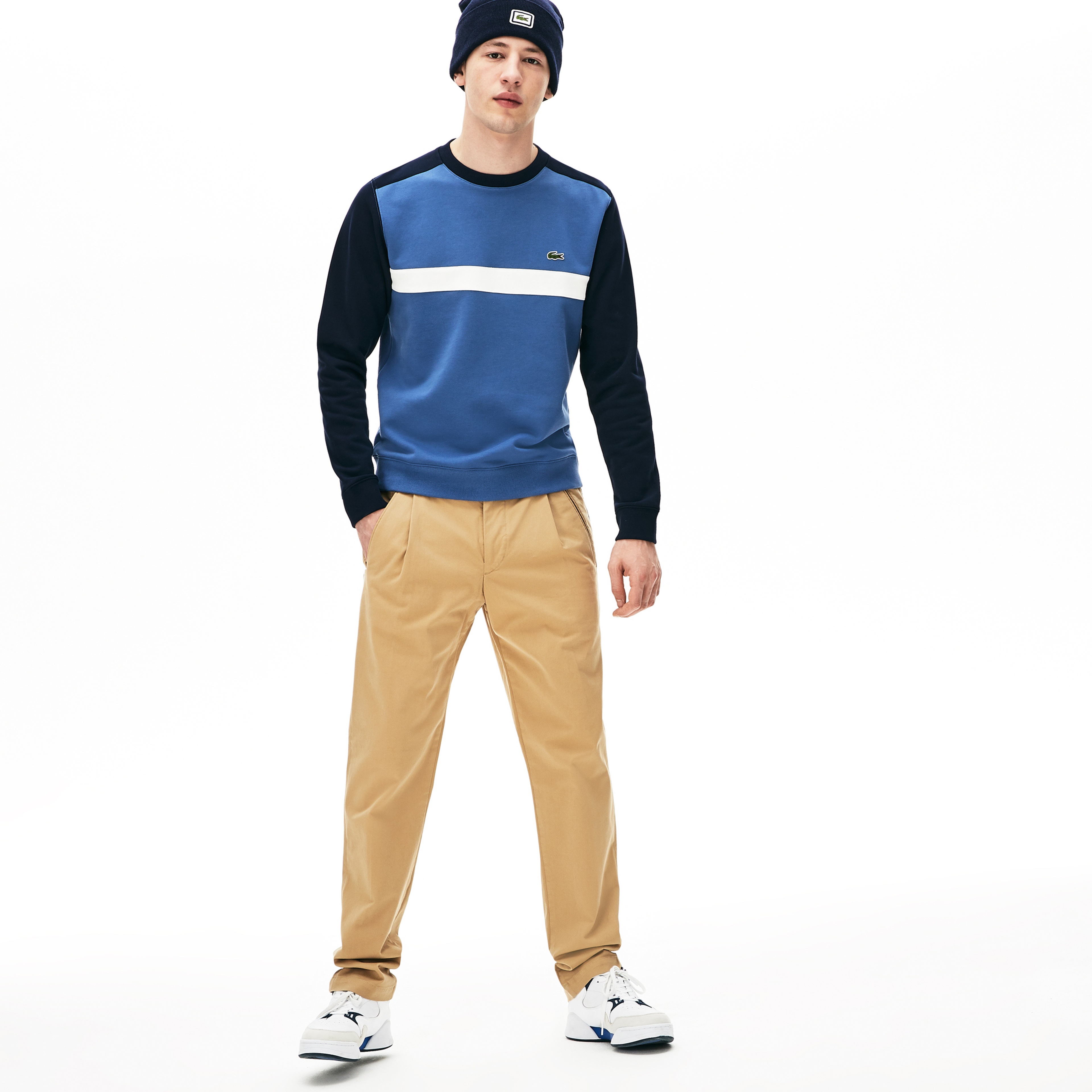 Lacoste Erkek Blok Desenli Mavi Sweatshirt