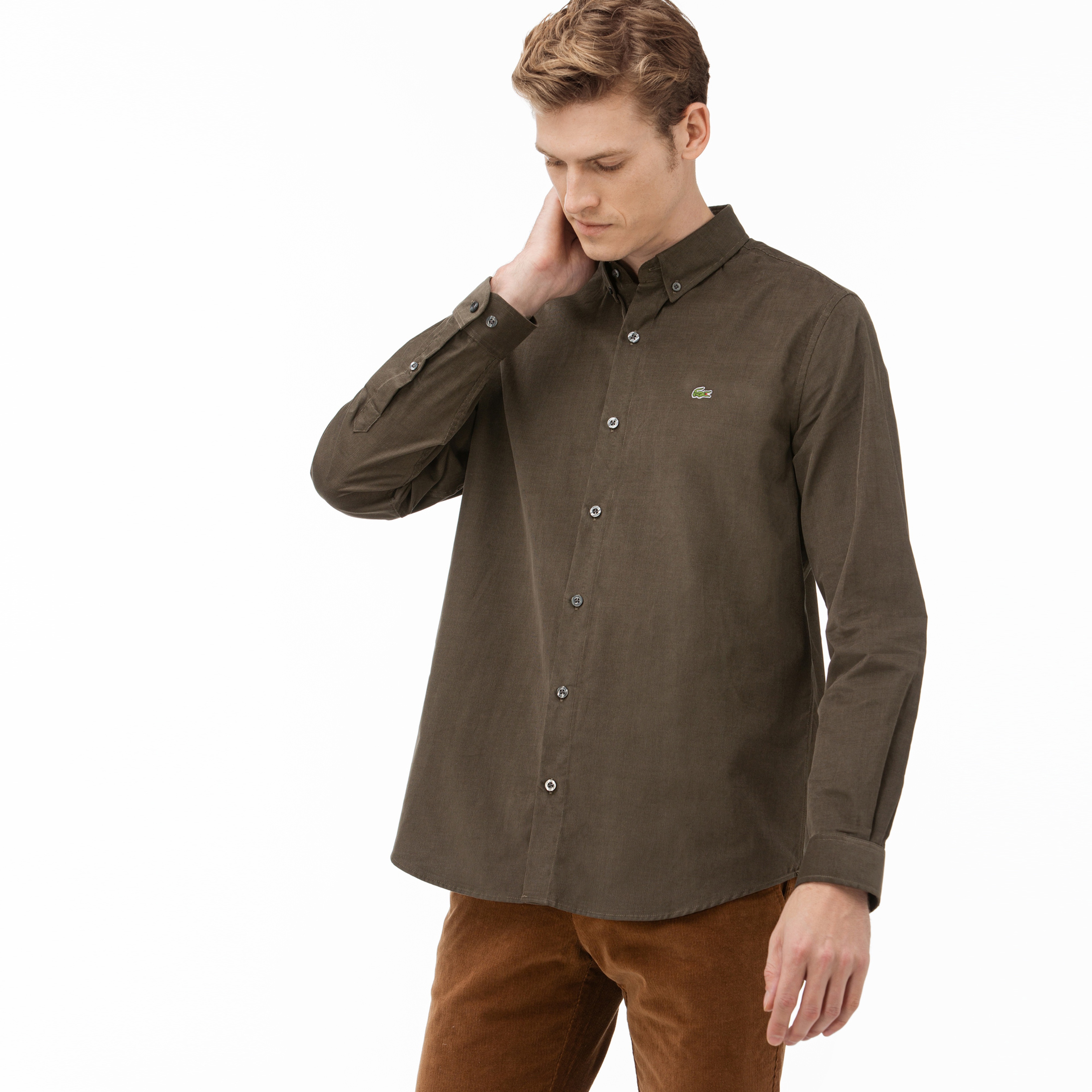 Lacoste Erkek Regular Fit Yeşil Kadife Gömlek