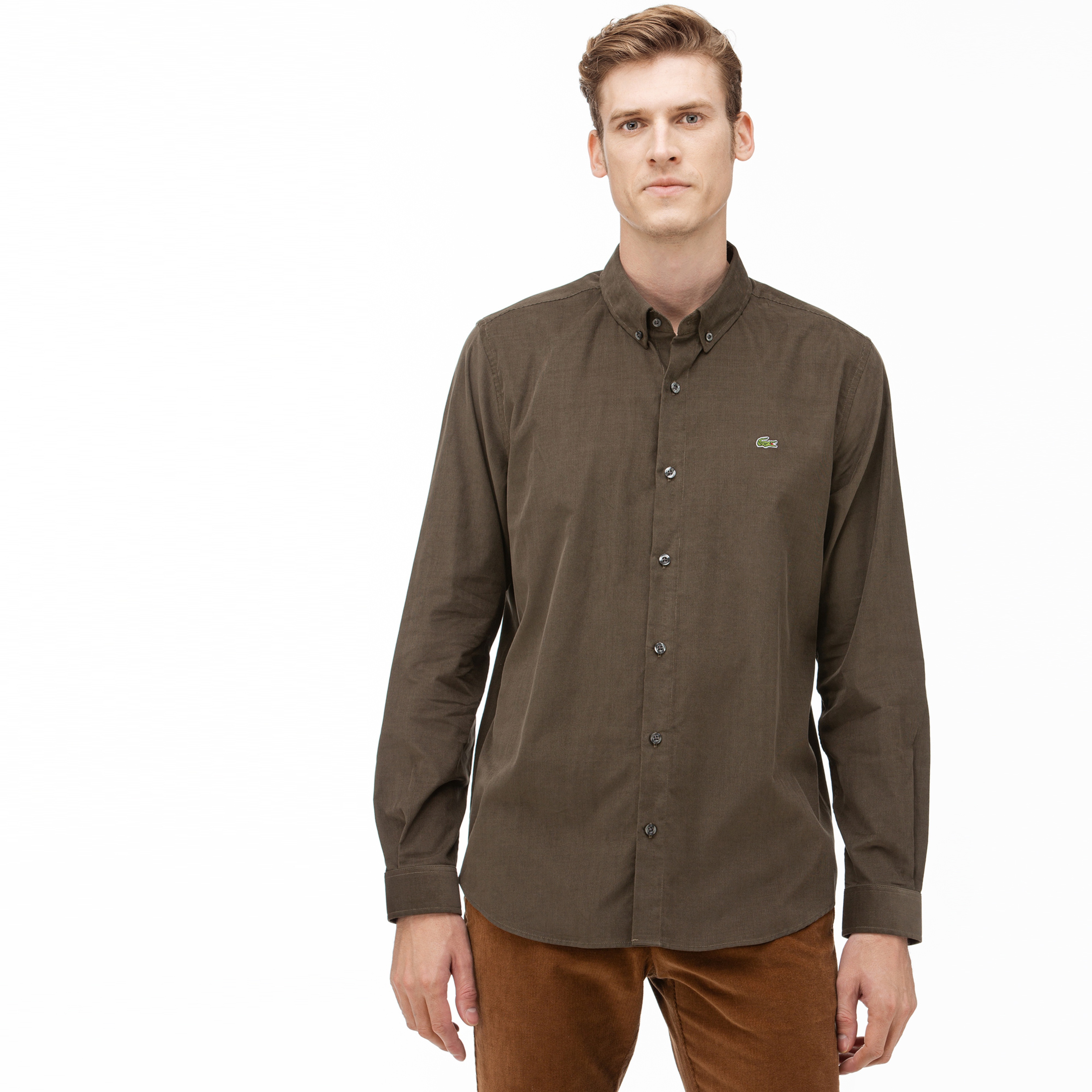 Lacoste Erkek Regular Fit Yeşil Kadife Gömlek