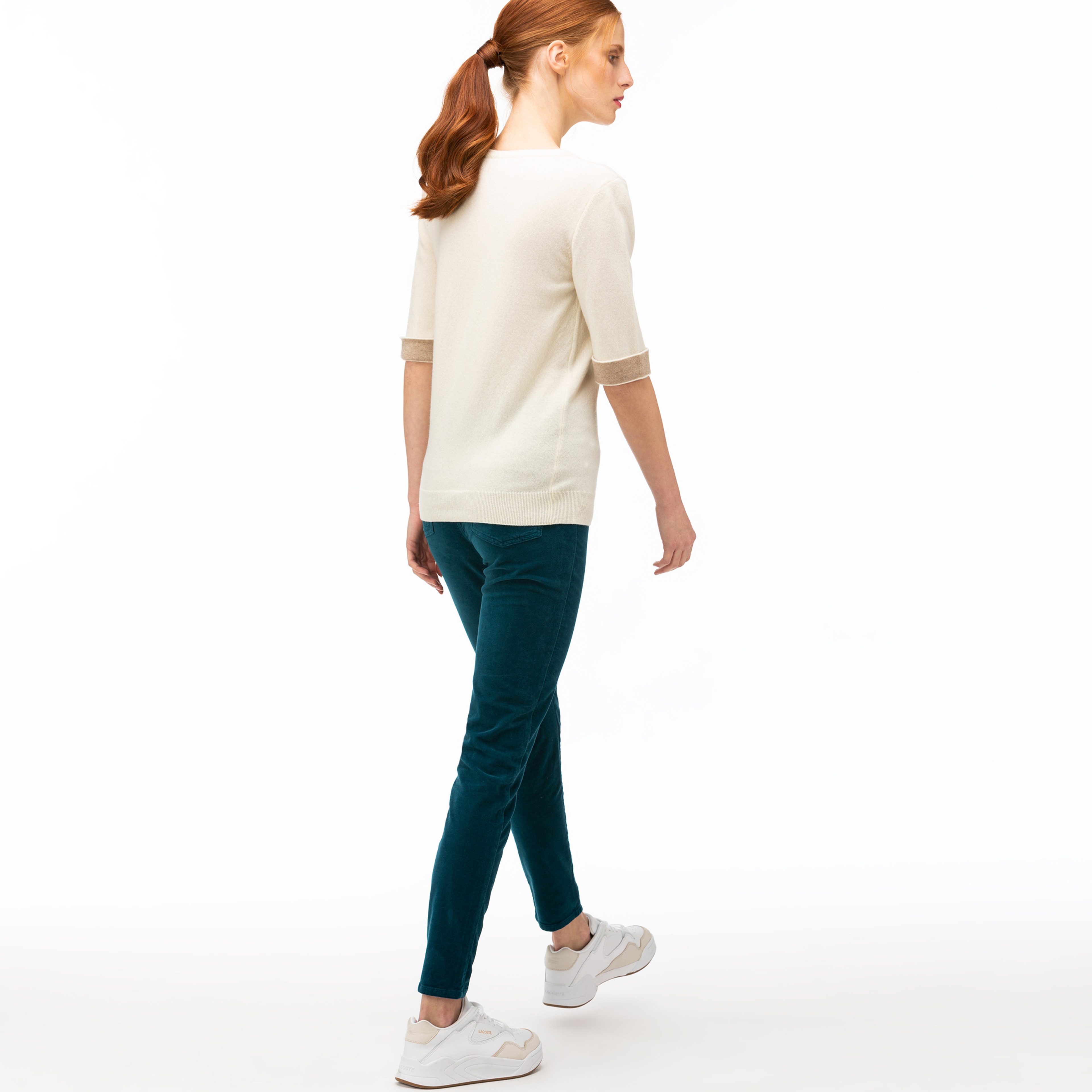 Lacoste Kadın Slim Fit Kadife Mavi Pantolon