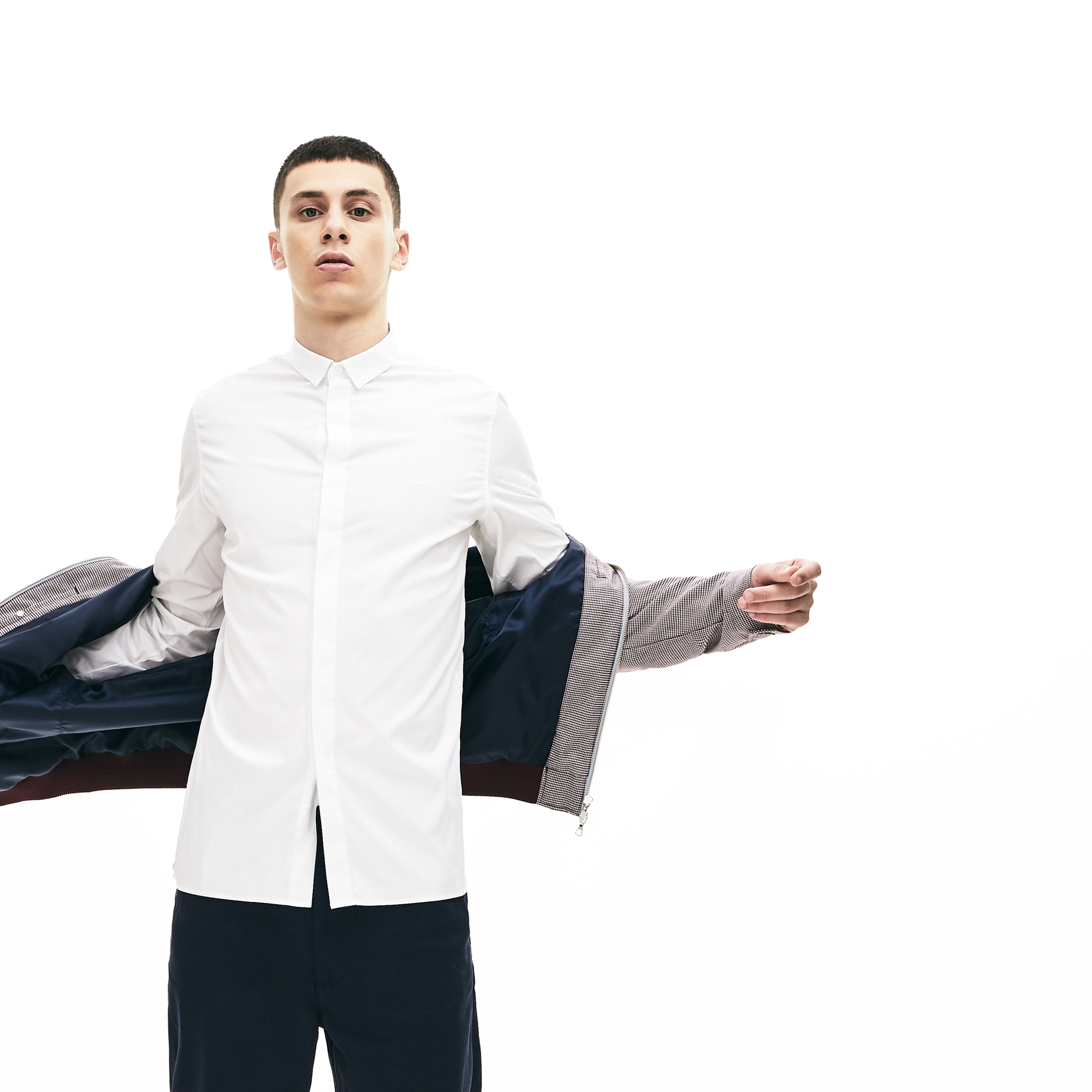 Lacoste Erkek Slim Fit Esnek Poplin Beyaz Gömlek