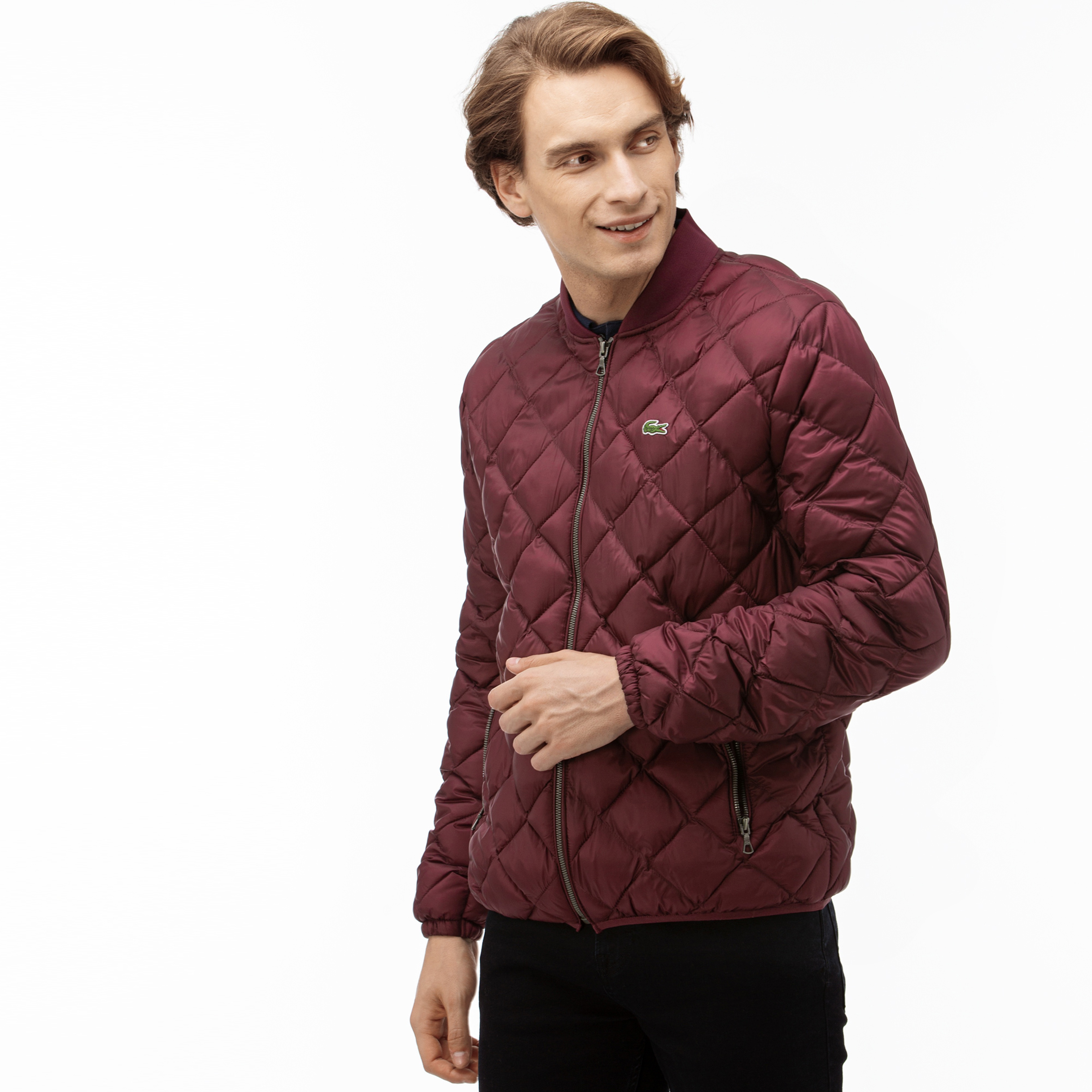 Lacoste Erkek Bordo Kapitone Mont