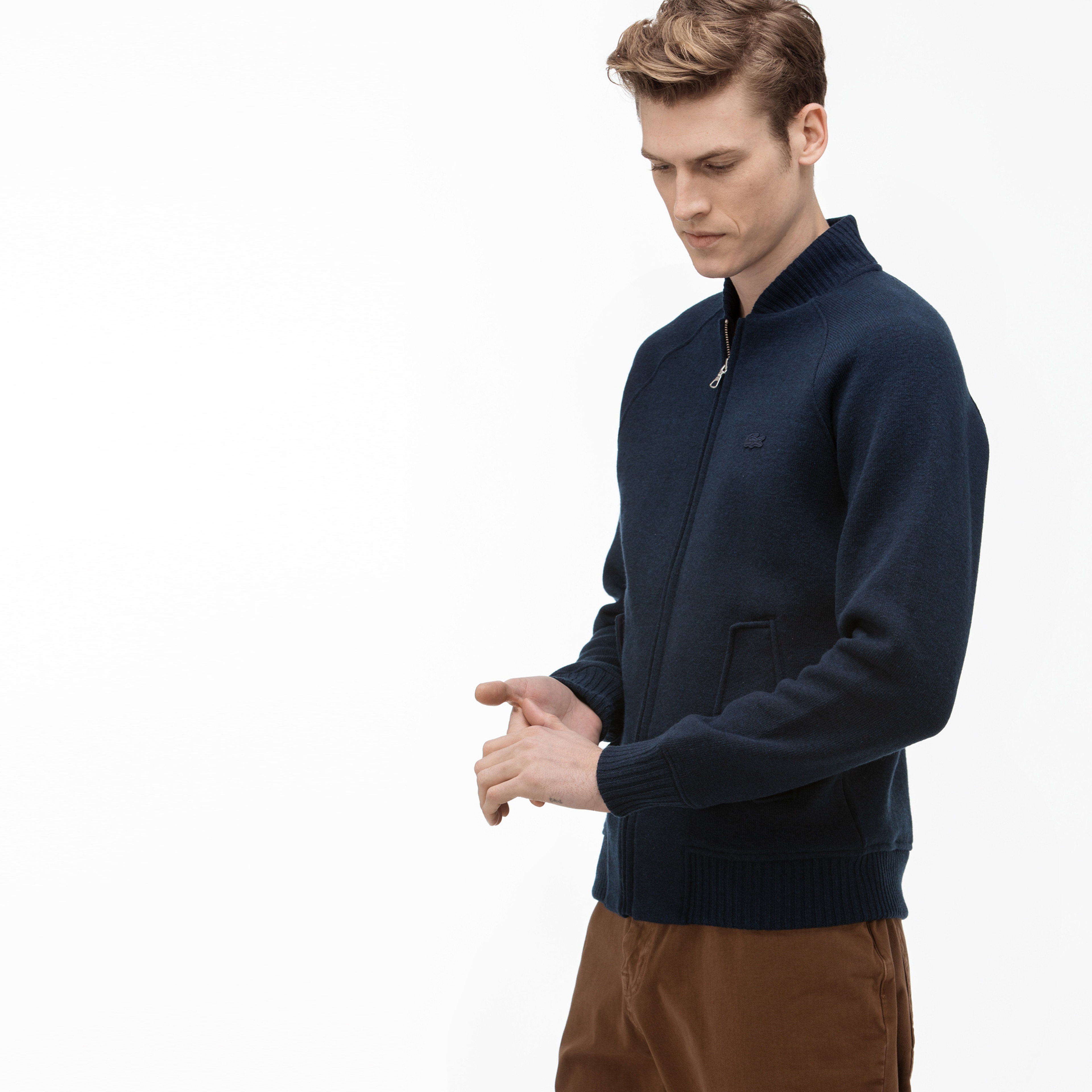 Lacoste Erkek Dik Yaka Fermuarlı Lacivert Sweatshirt