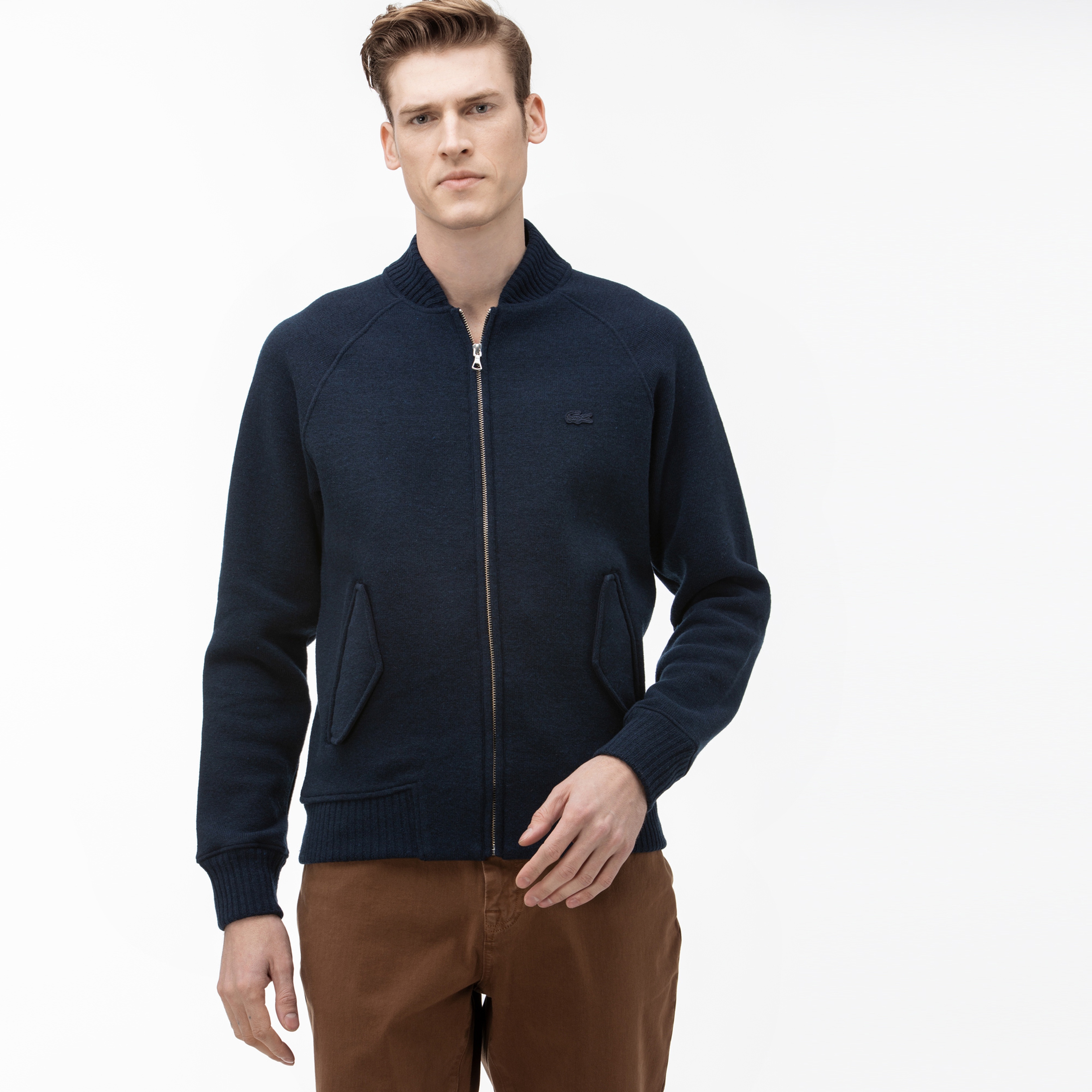 Lacoste Erkek Dik Yaka Fermuarlı Lacivert Sweatshirt