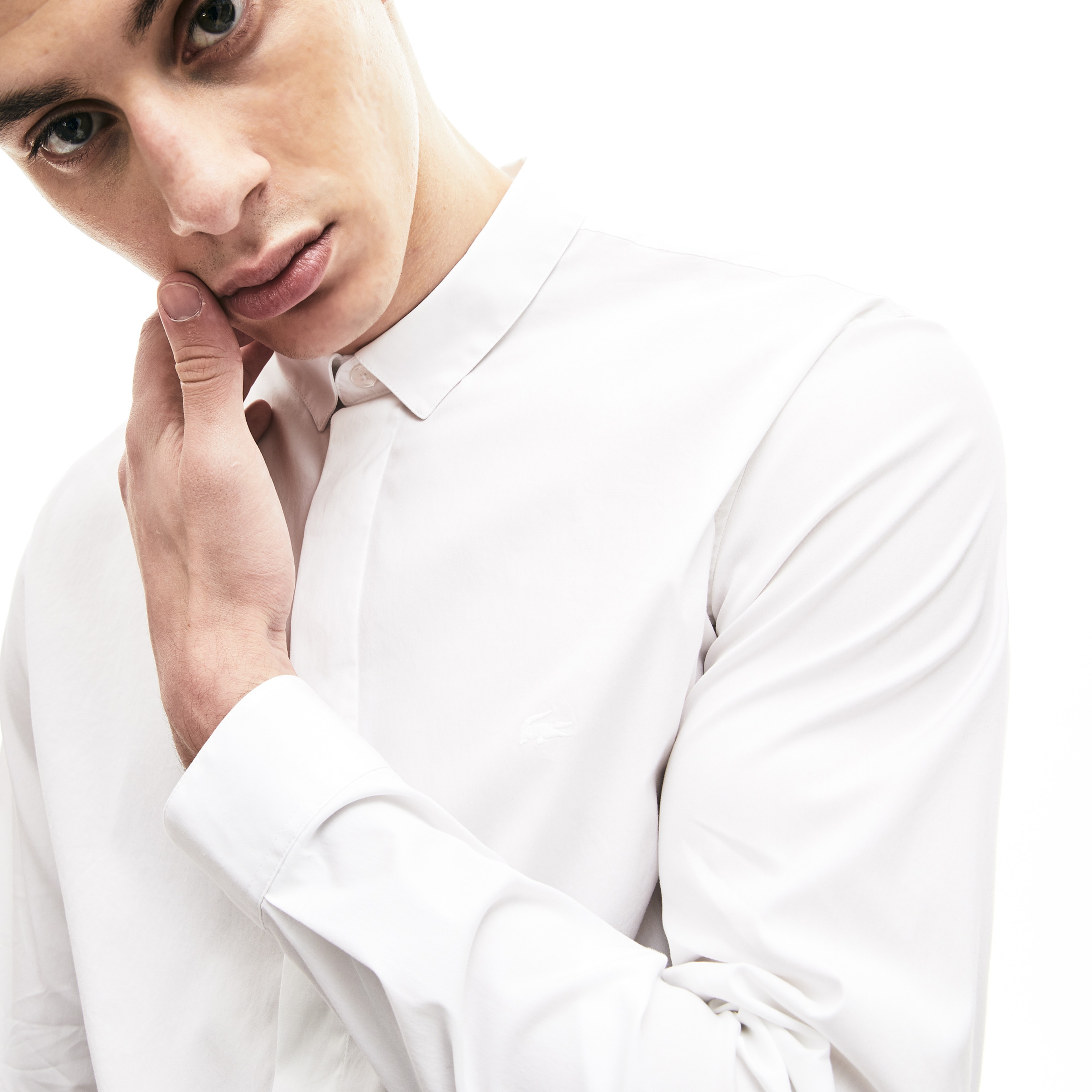 Lacoste Erkek Slim Fit Esnek Poplin Beyaz Gömlek