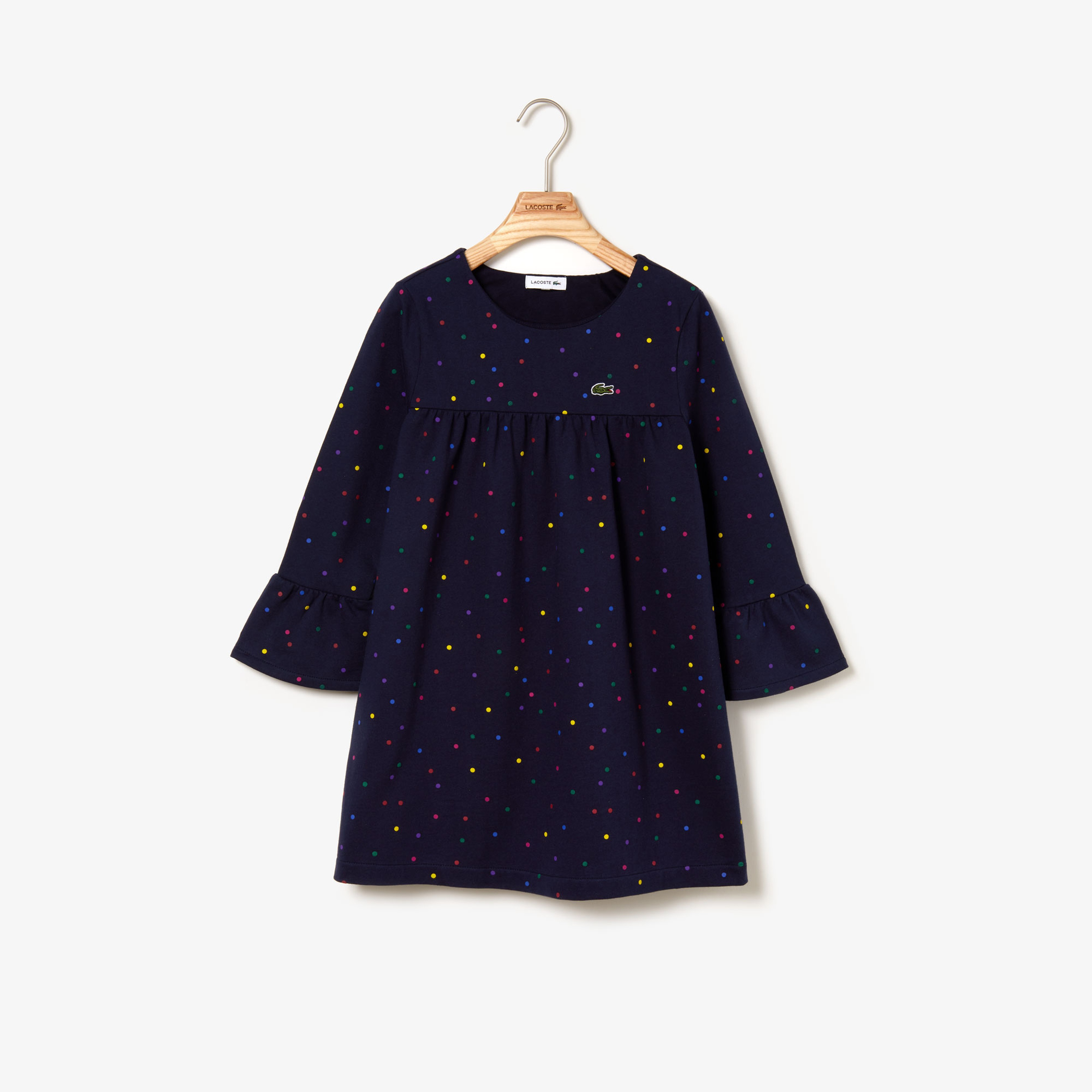 Lacoste Çocuk Puantiye Desenli Lacivert Elbise