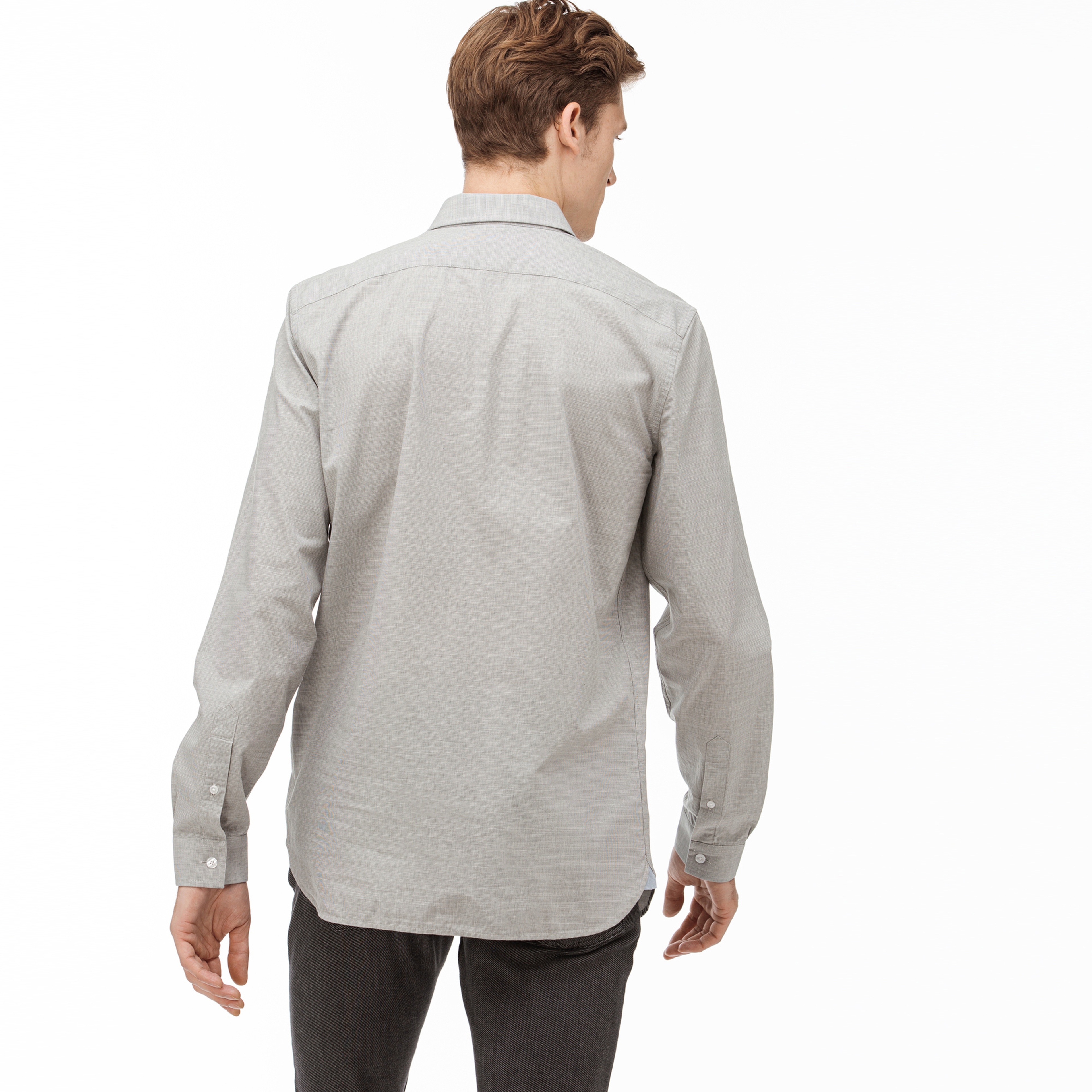 Lacoste Erkek Slim Fit Düğmeli Yaka Gri Gömlek