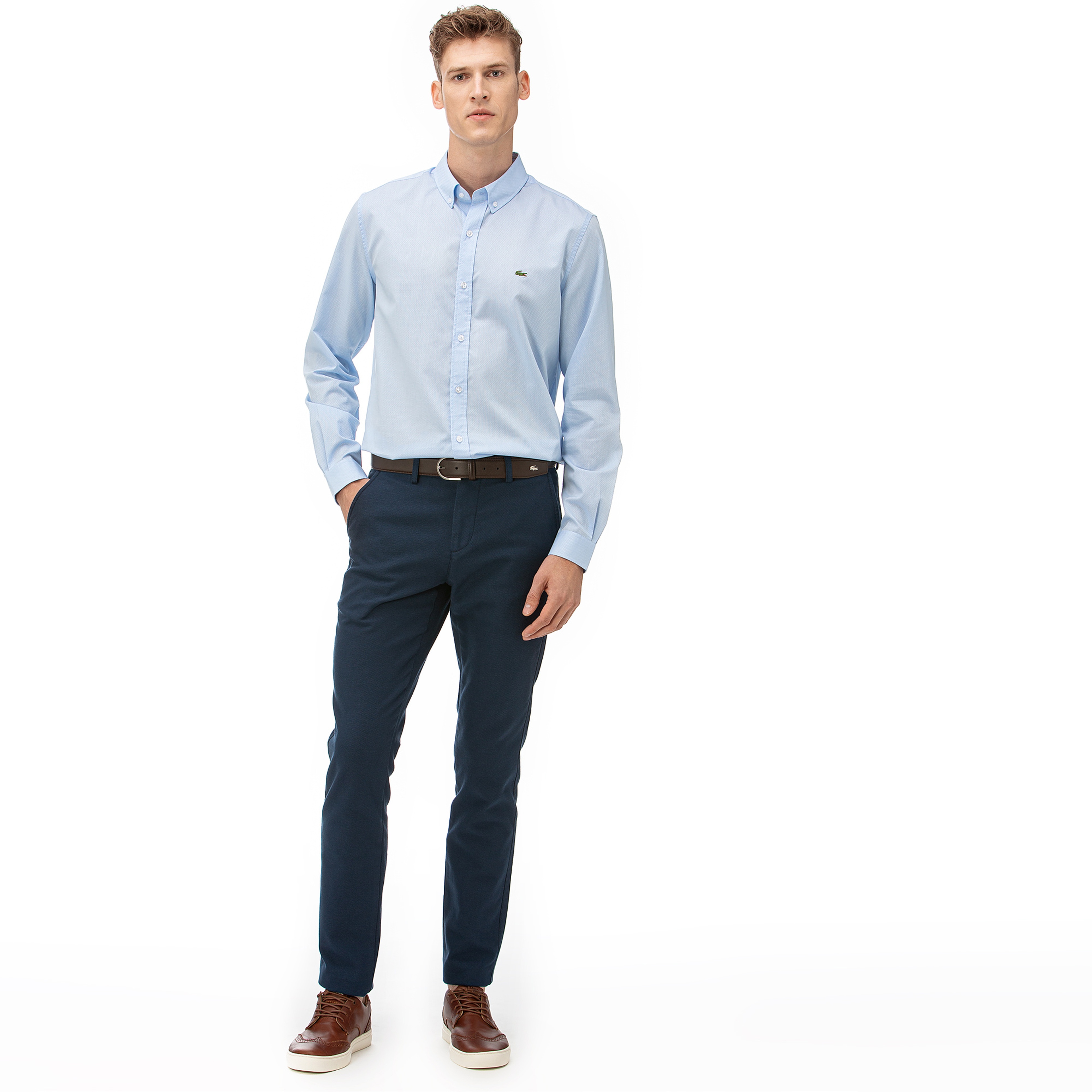 Lacoste Erkek Slim Fit Çizgili Lacivert Pantolon