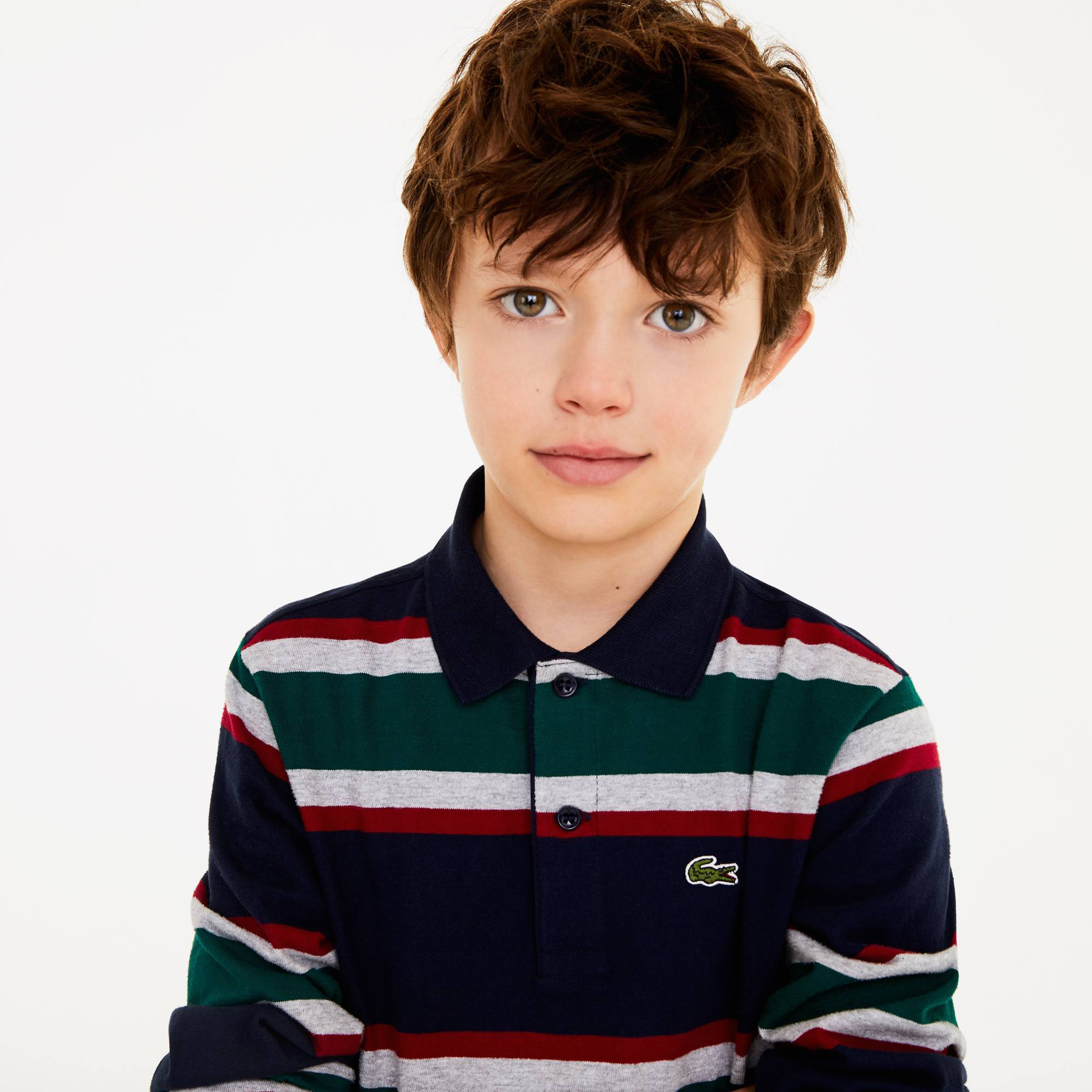 Lacoste Çocuk Blok Desenli Uzun Kollu Renkli Polo