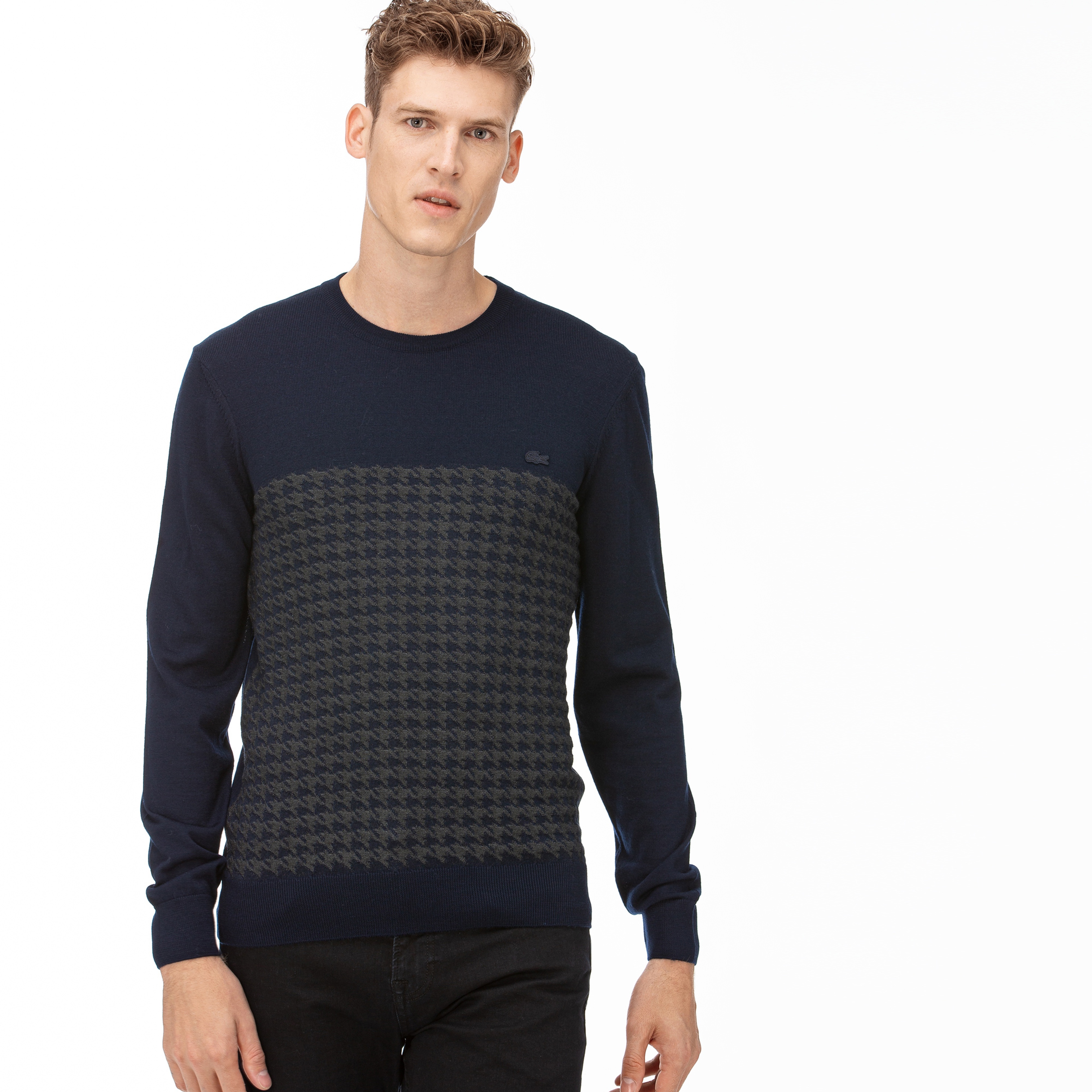 Lacoste Erkek Desenli Lacivert Triko Kazak