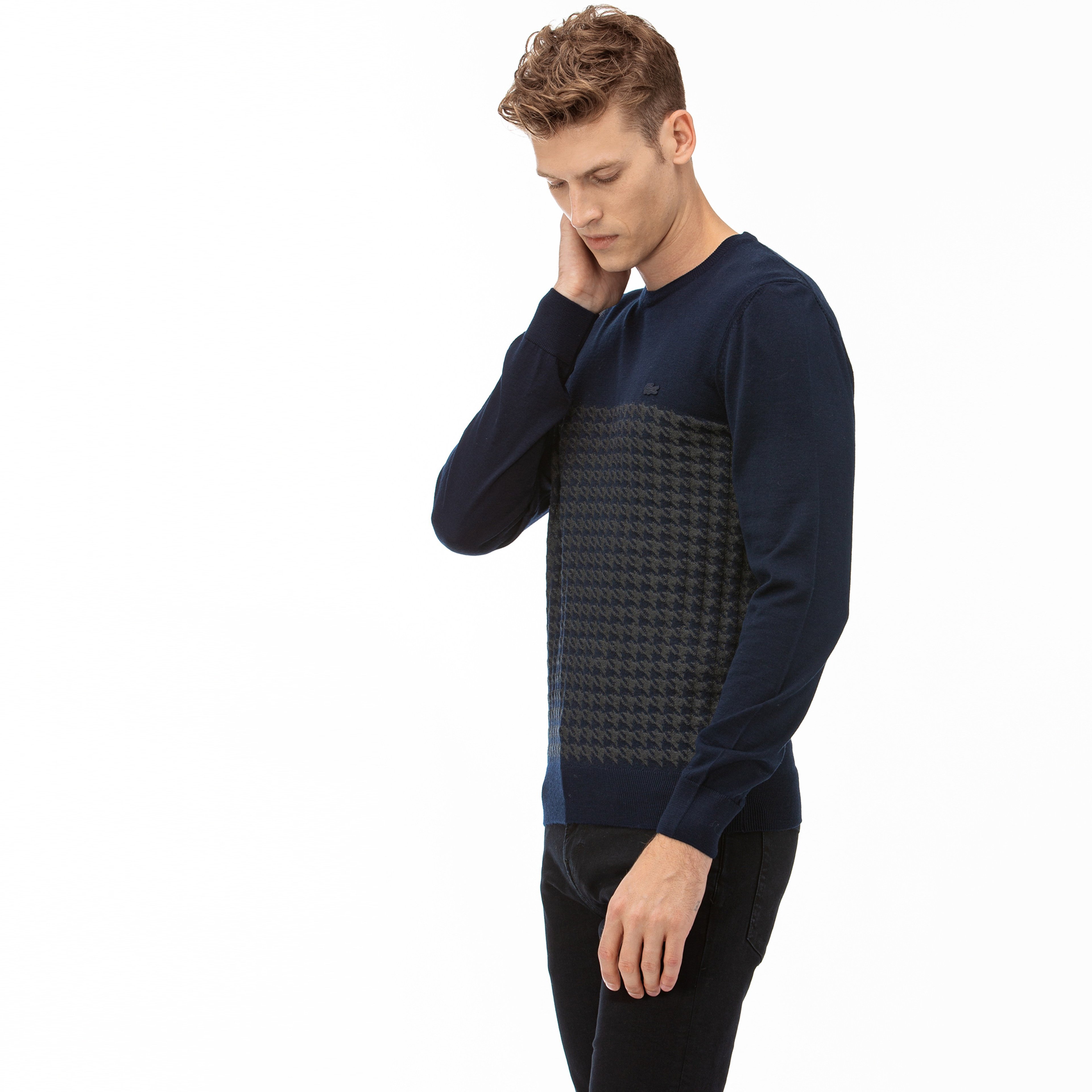 Lacoste Erkek Desenli Lacivert Triko Kazak