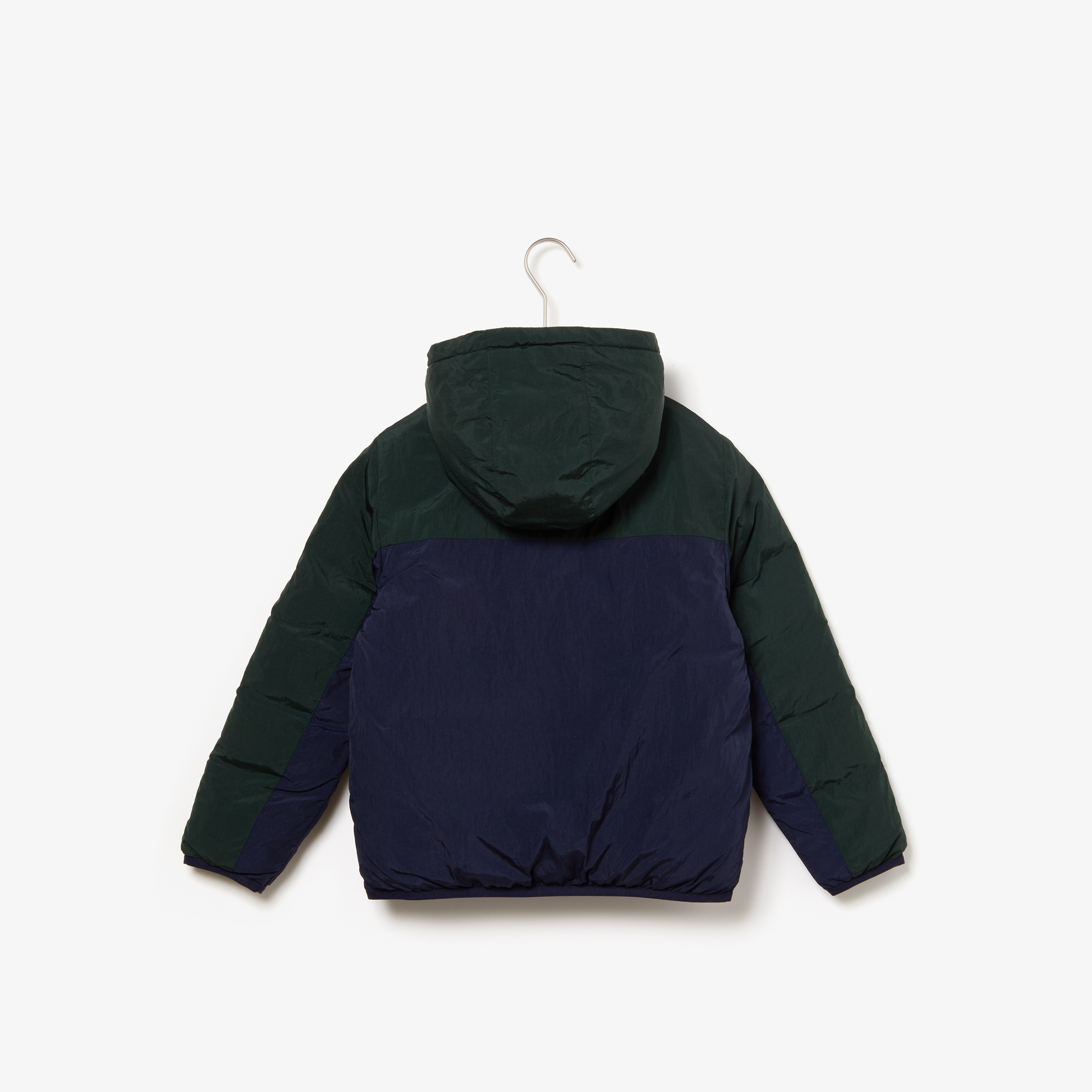 Lacoste Çocuk Kapüşonlu Blok Desenli Lacivert Mont