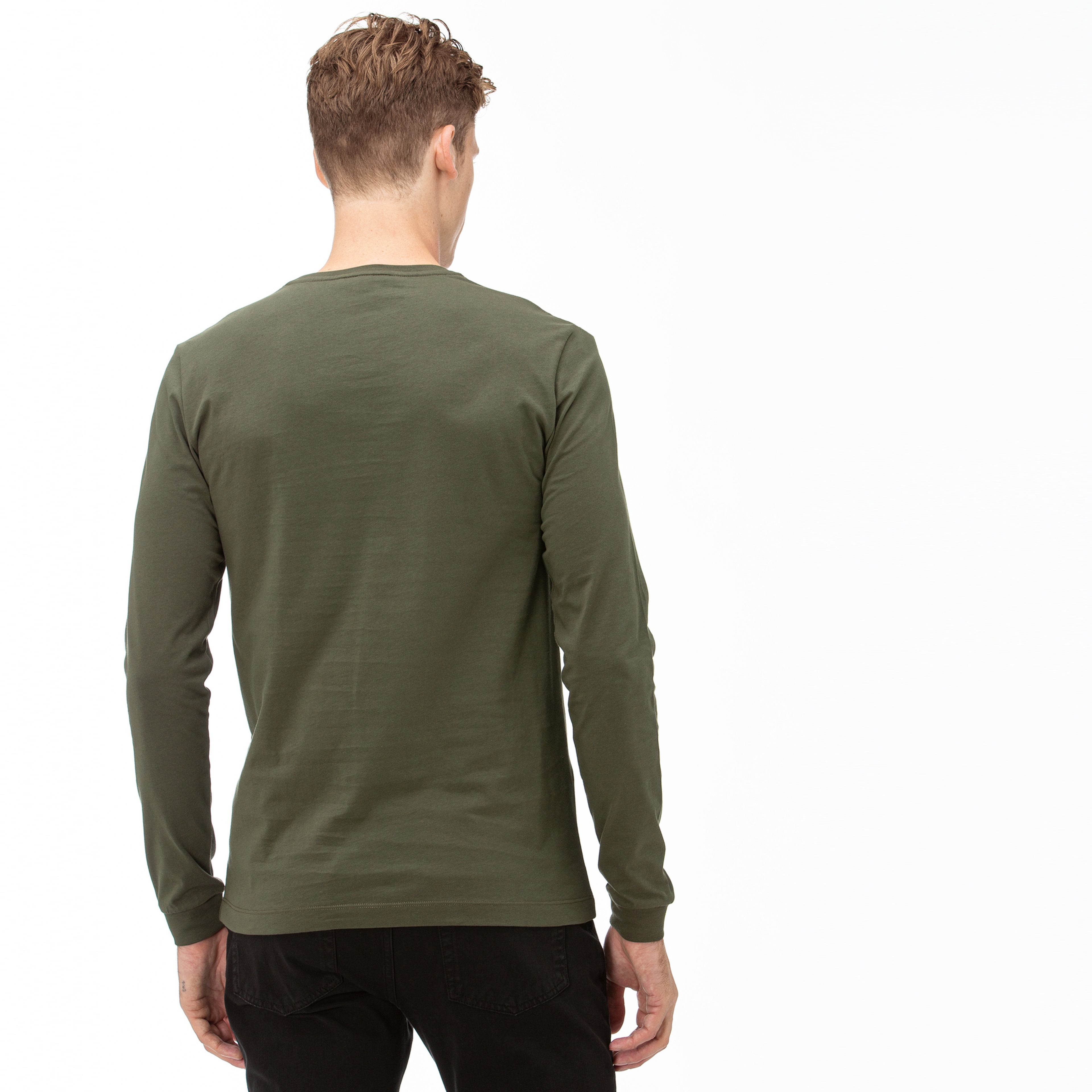Lacoste Erkek Yeşil Uzun Kollu Desenli T-Shirt