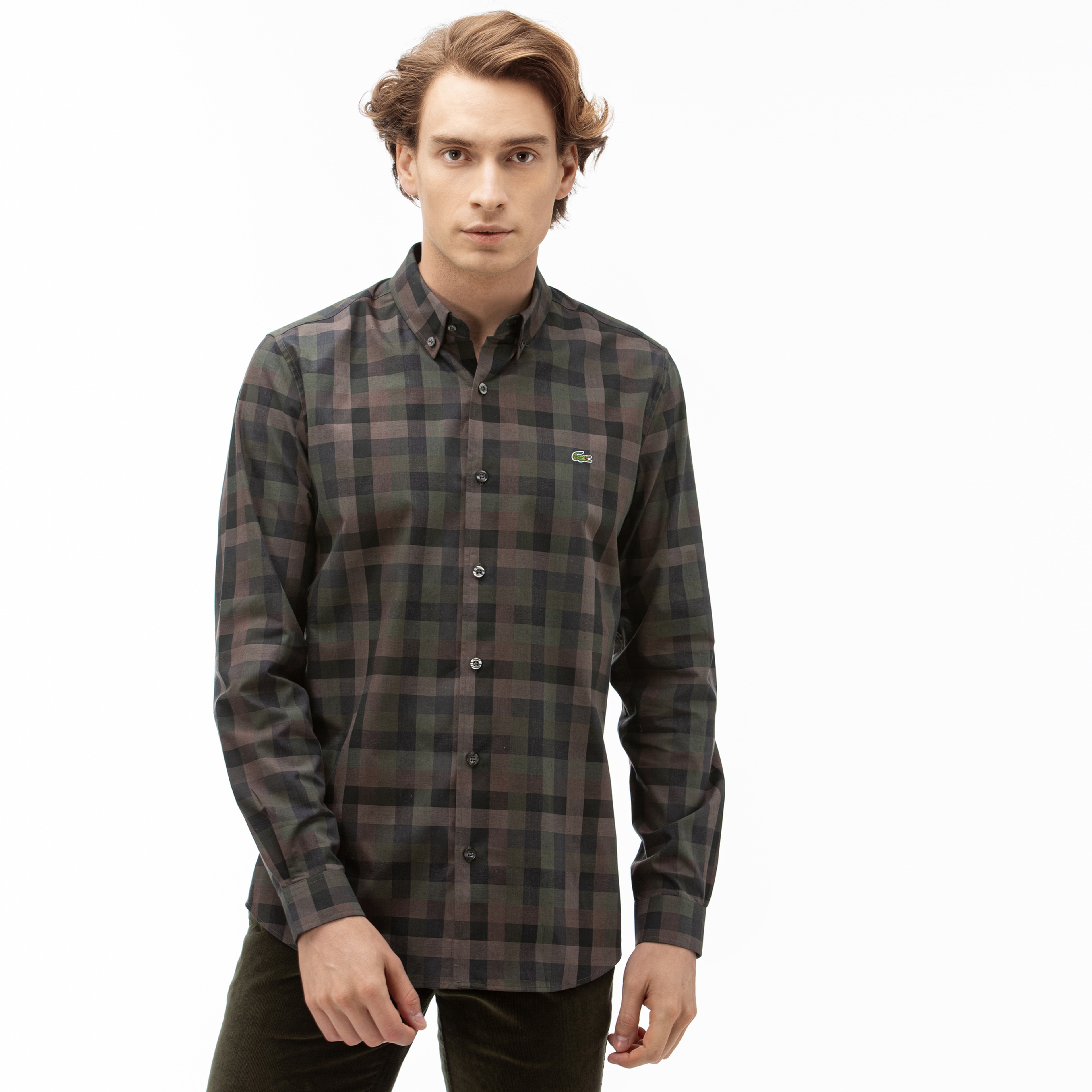 Lacoste Erkek Slim Fit Ekose Desenli Renkli Gömlek