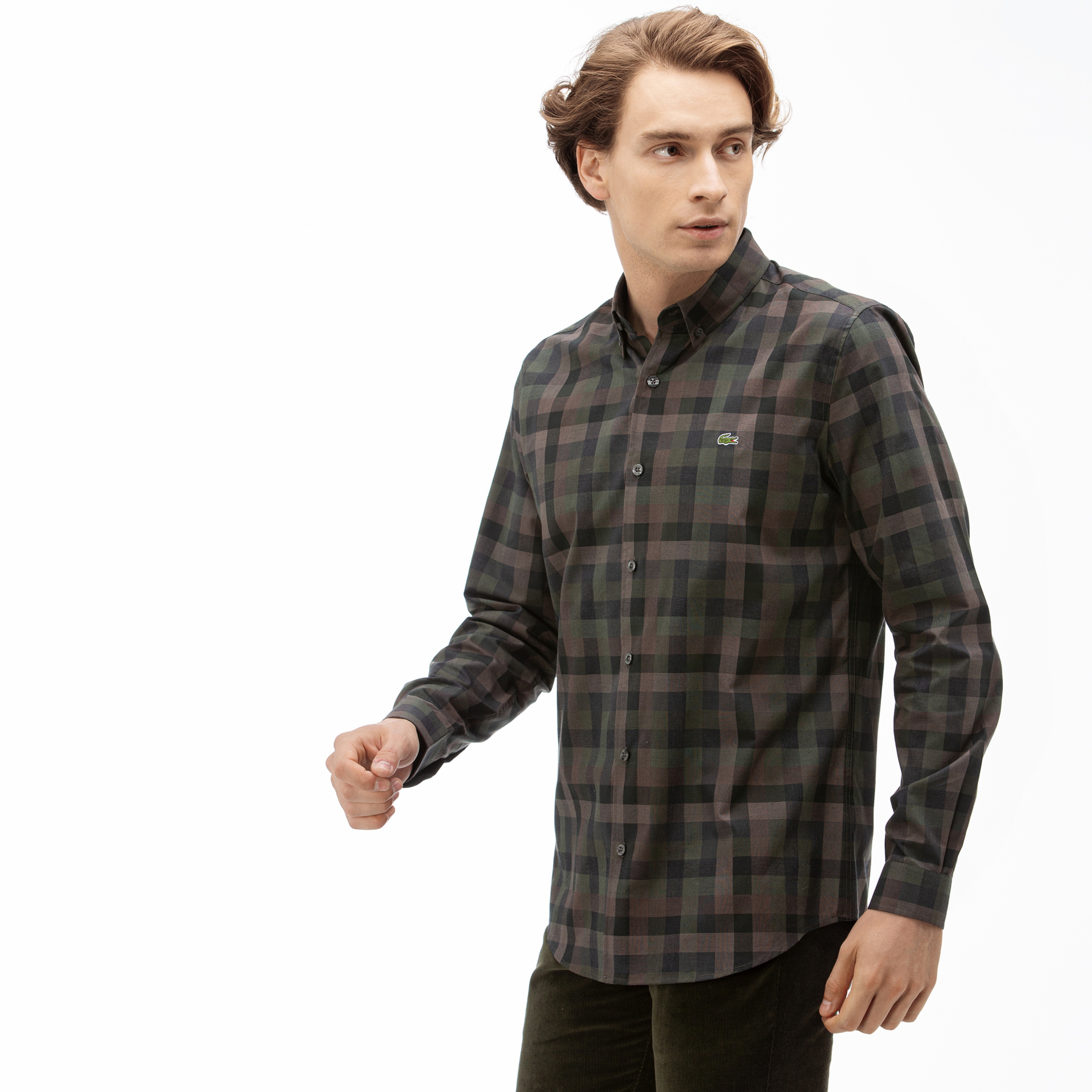 Lacoste Erkek Slim Fit Ekose Desenli Renkli Gömlek