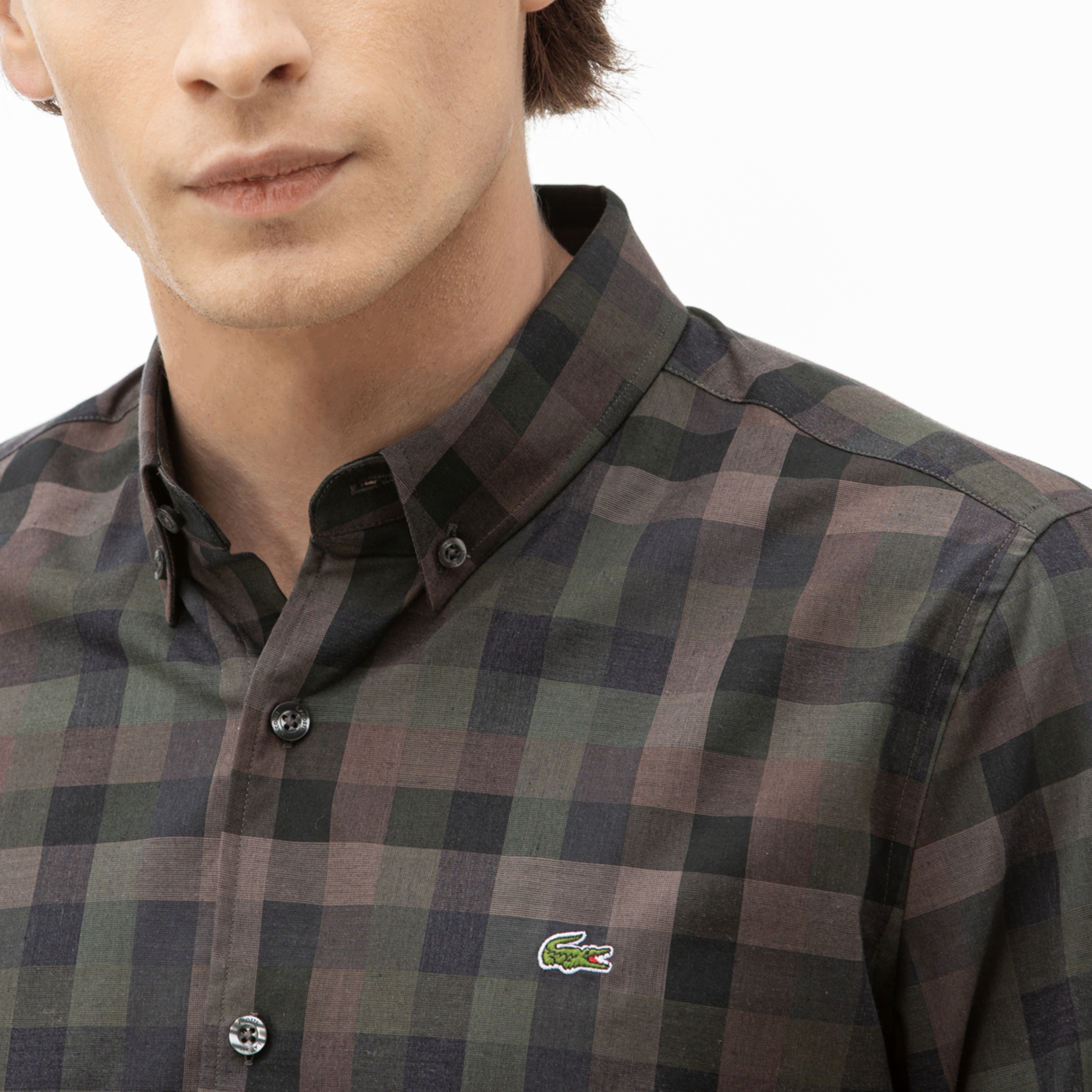 Lacoste Erkek Slim Fit Ekose Desenli Renkli Gömlek