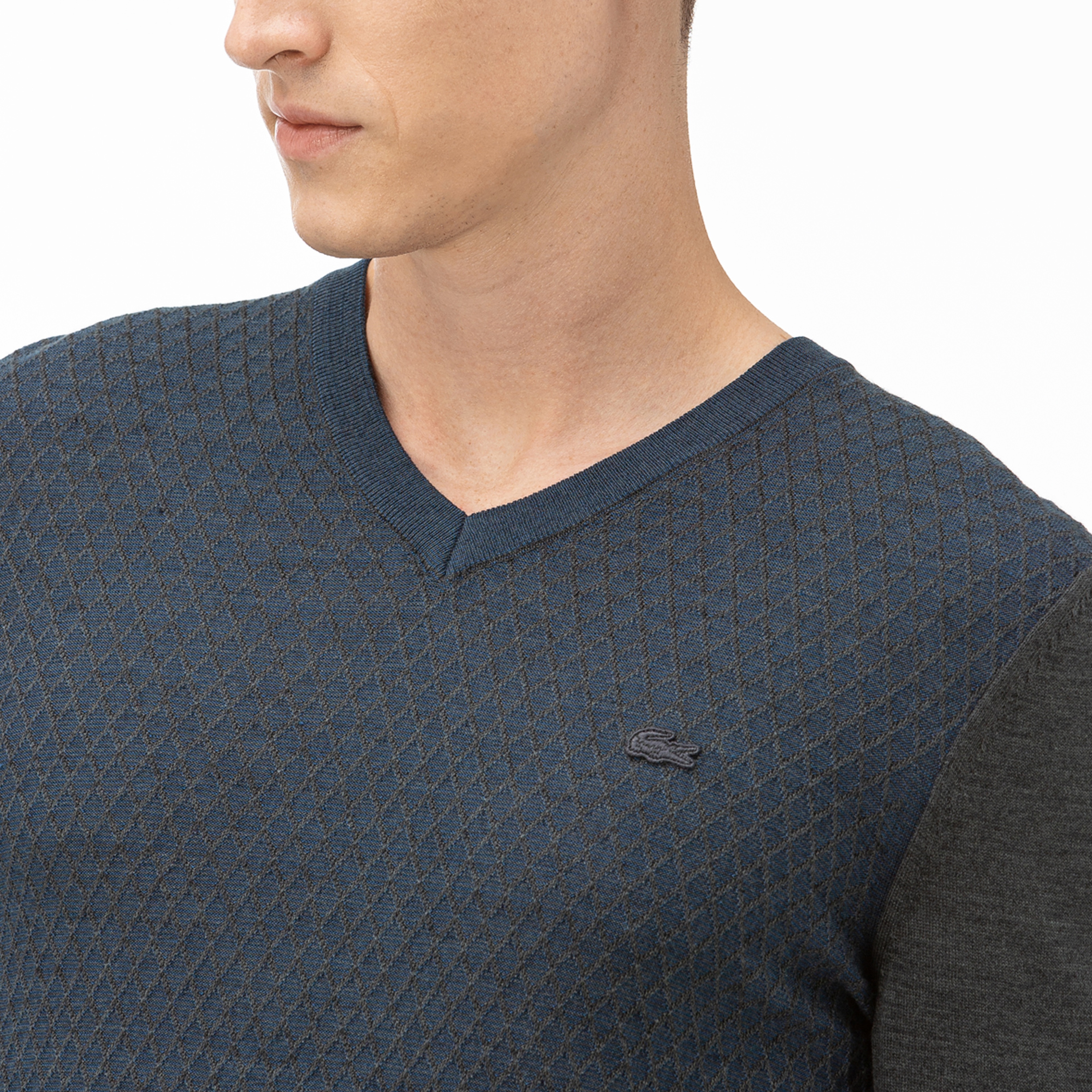 Lacoste Erkek V Yaka Mavi Triko