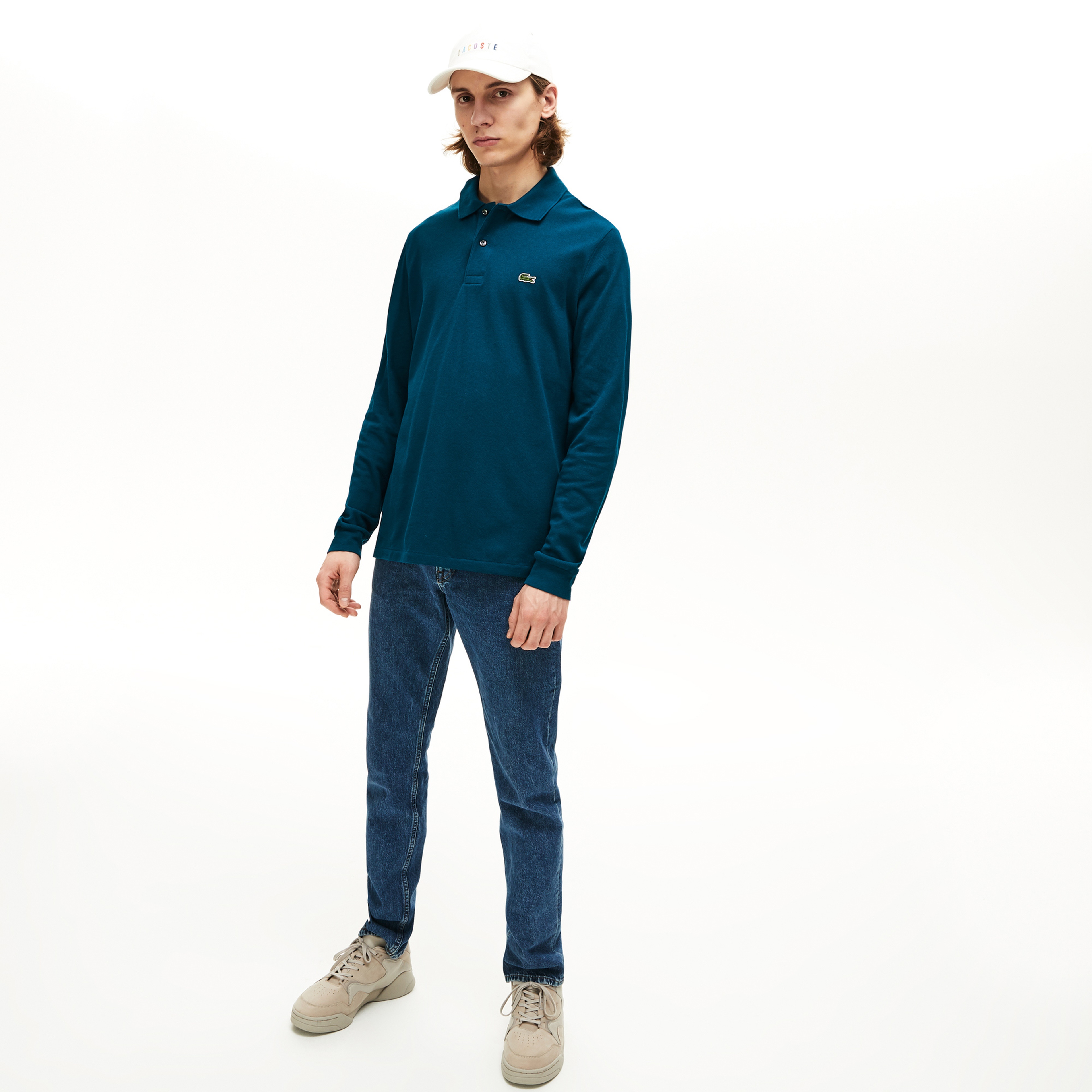 Lacoste Erkek Klasik Fit Uzun Kollu Petrol Mavisi Polo